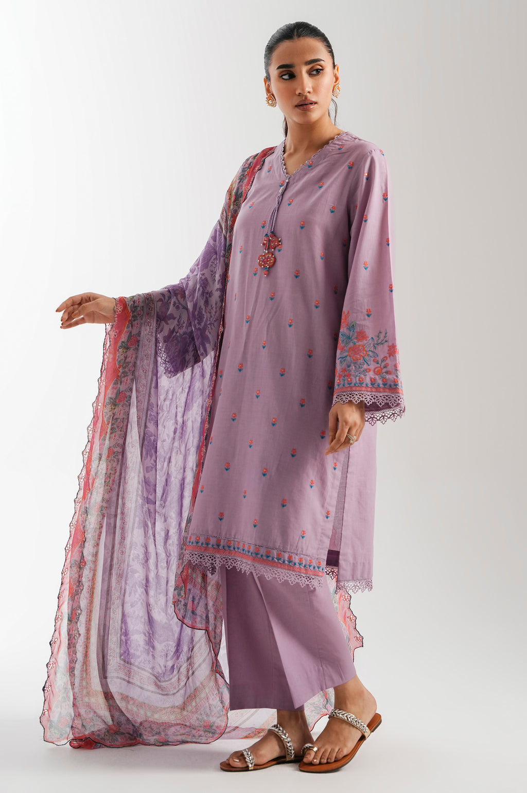 UNSTITCHED EMBROIDERED SUIT