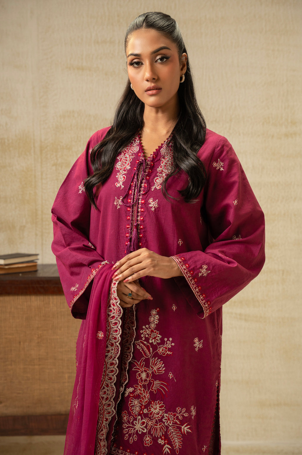 UNSTITCHED DYED EMBROIDERED SUIT