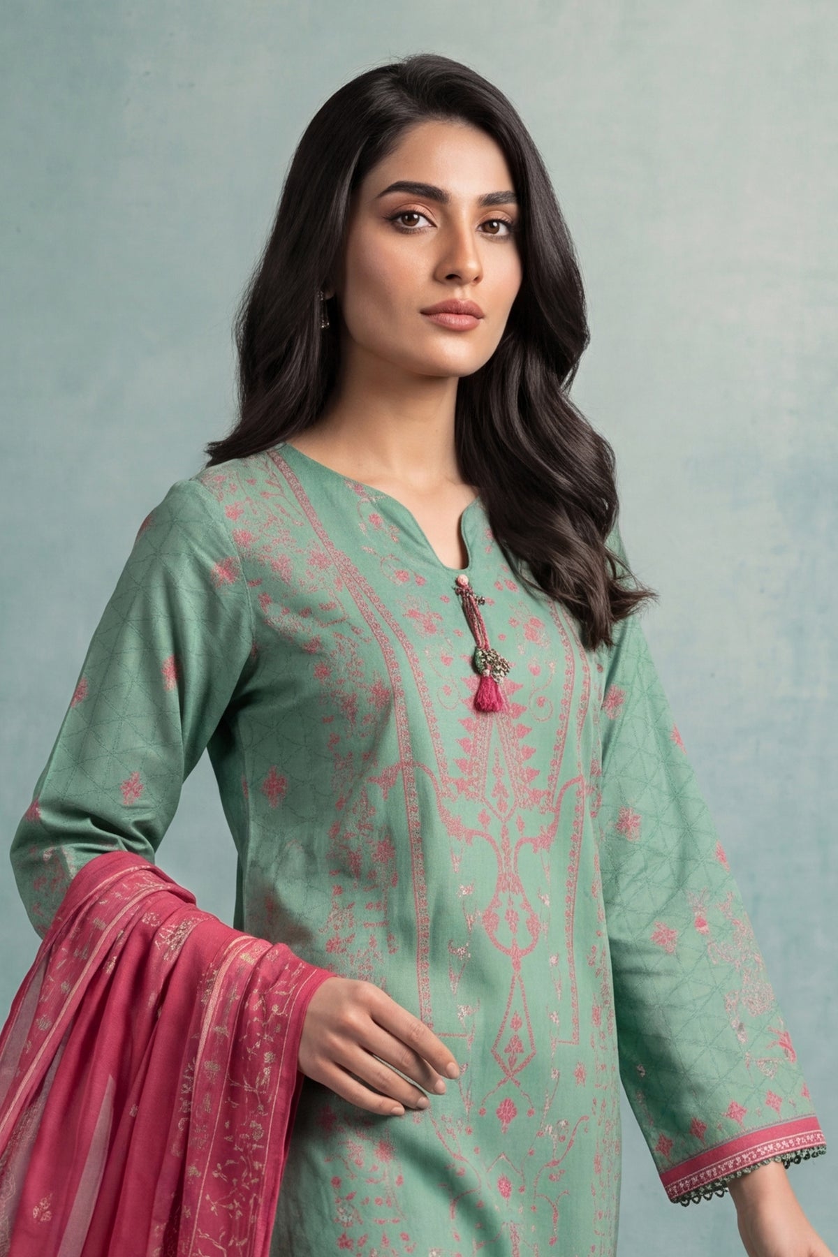 Printed Cambric Stitched 3-Piece