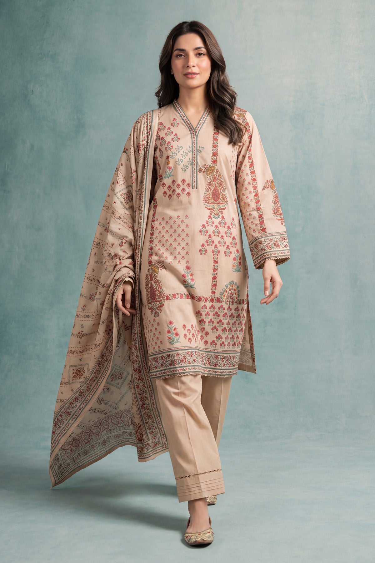 Printed Cambric Unstitched 3-Piece