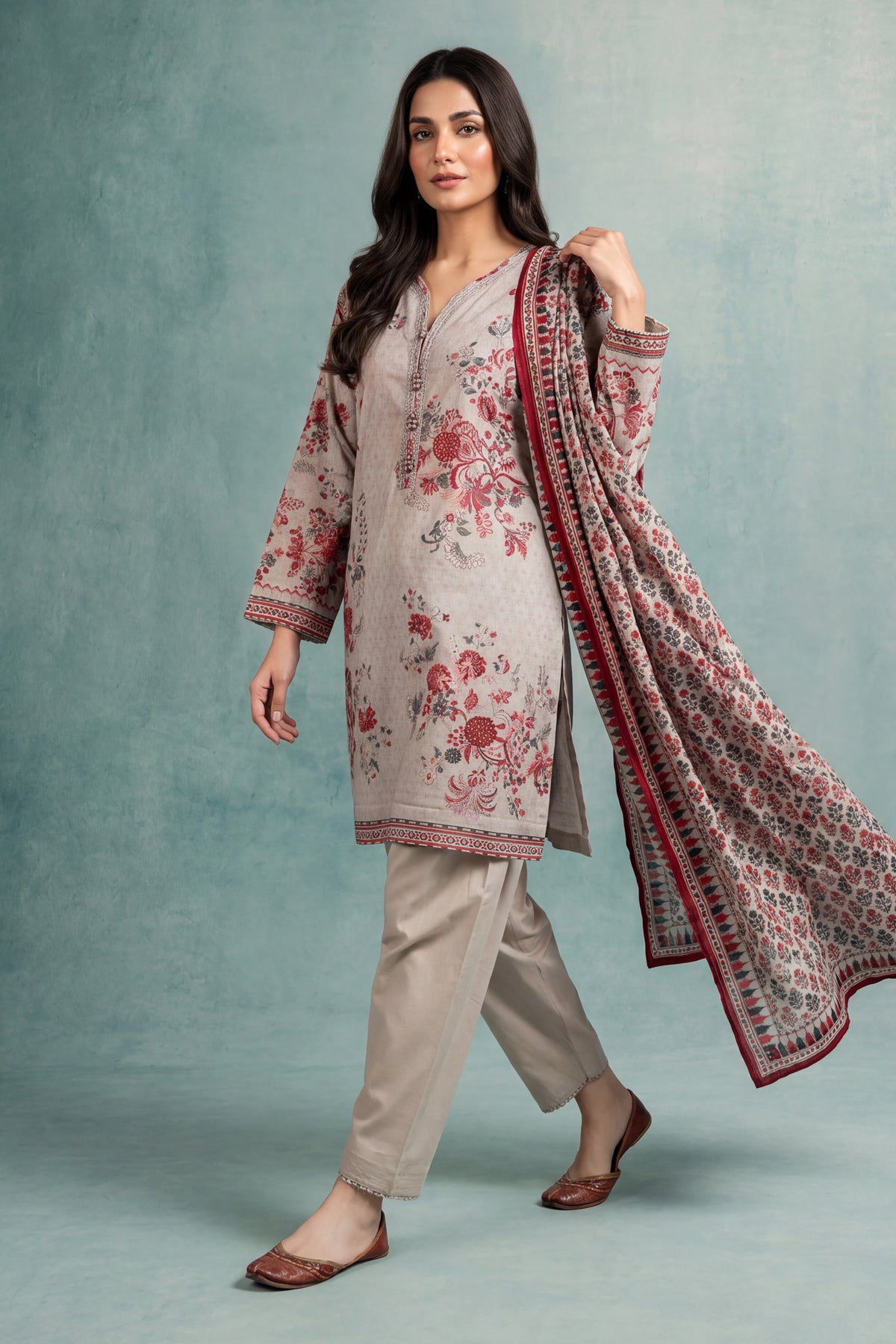 Printed Cambric Unstitched 3-Piece