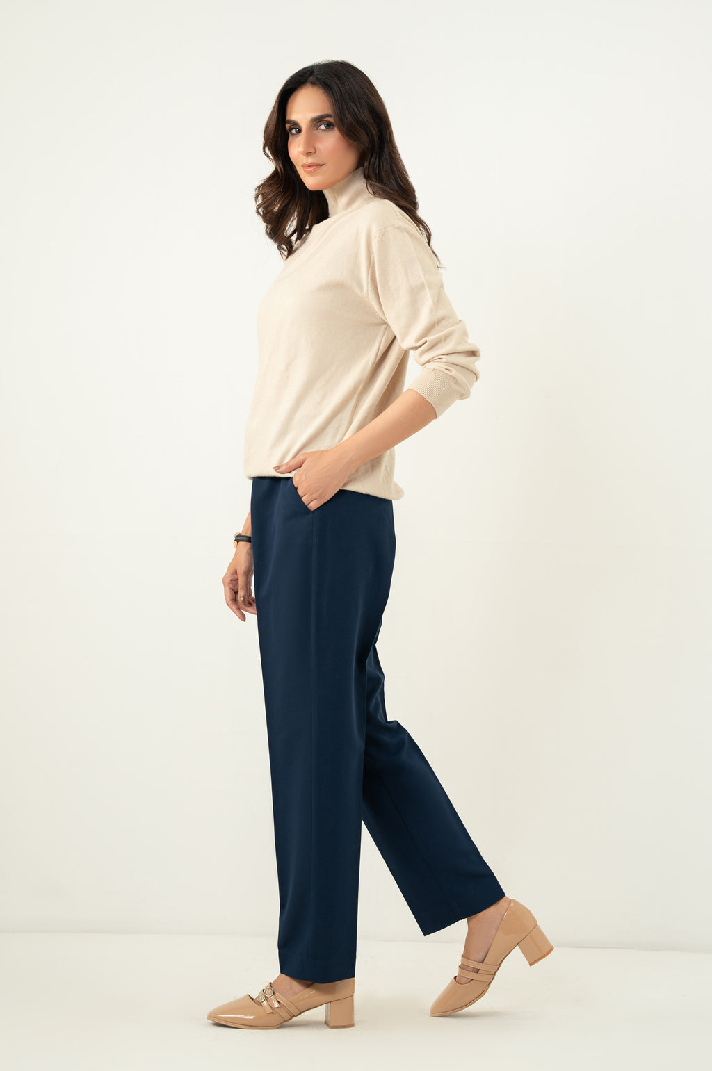 Narrow Leg Formal Pants - Navy