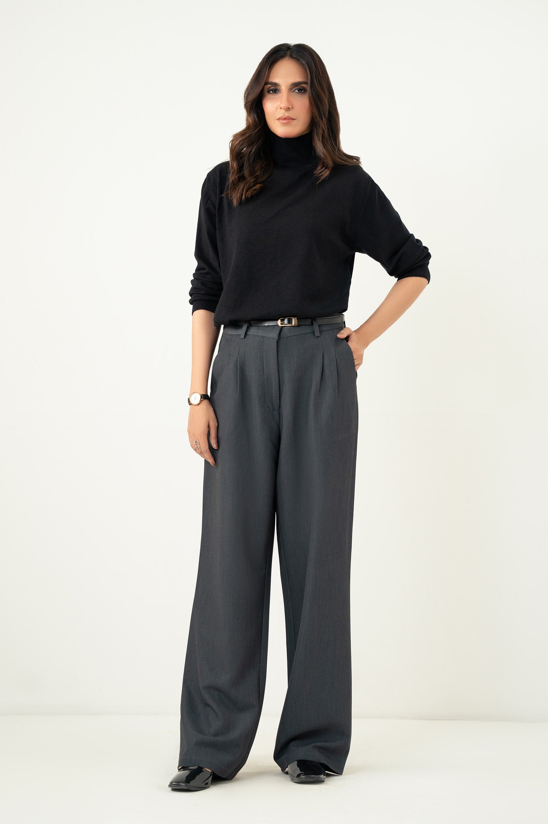Wide Leg Formal Pants - Grey