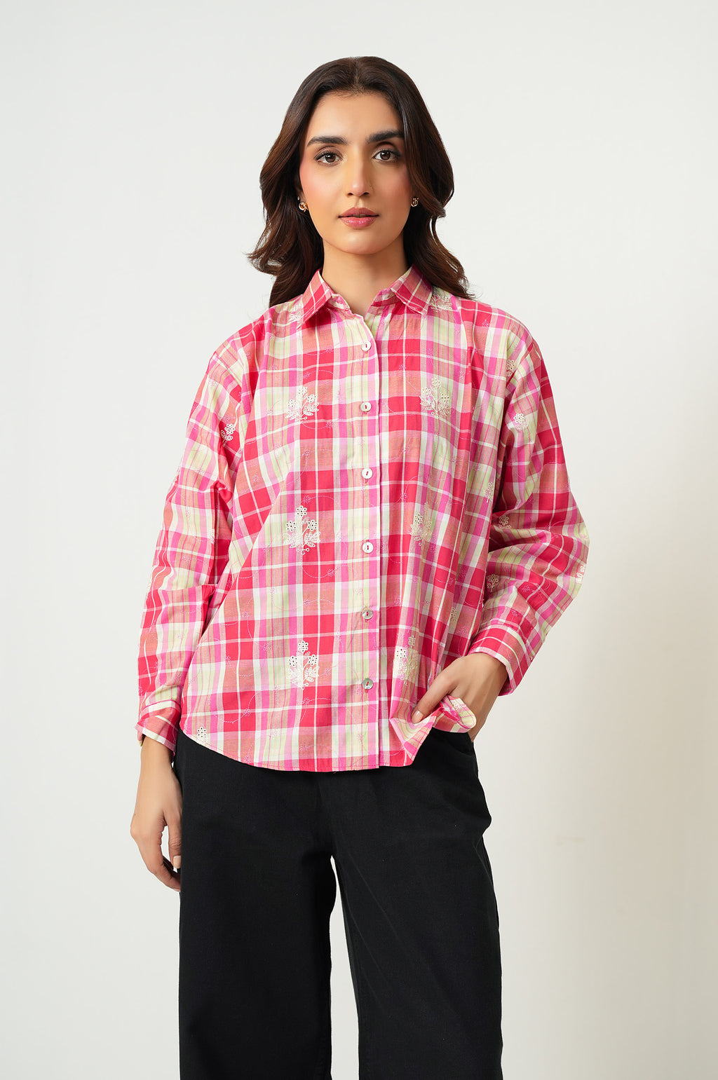 Stitched 1 Piece Embroidered Yarn Dyed Top