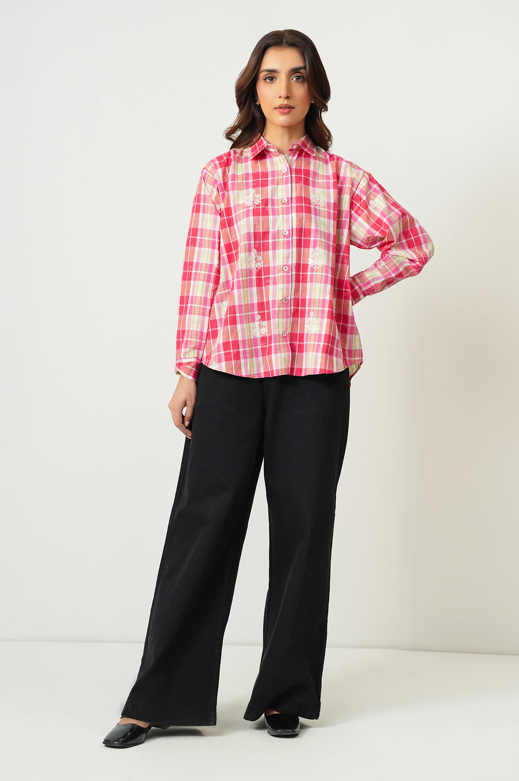 Stitched 1 Piece Embroidered Yarn Dyed Top