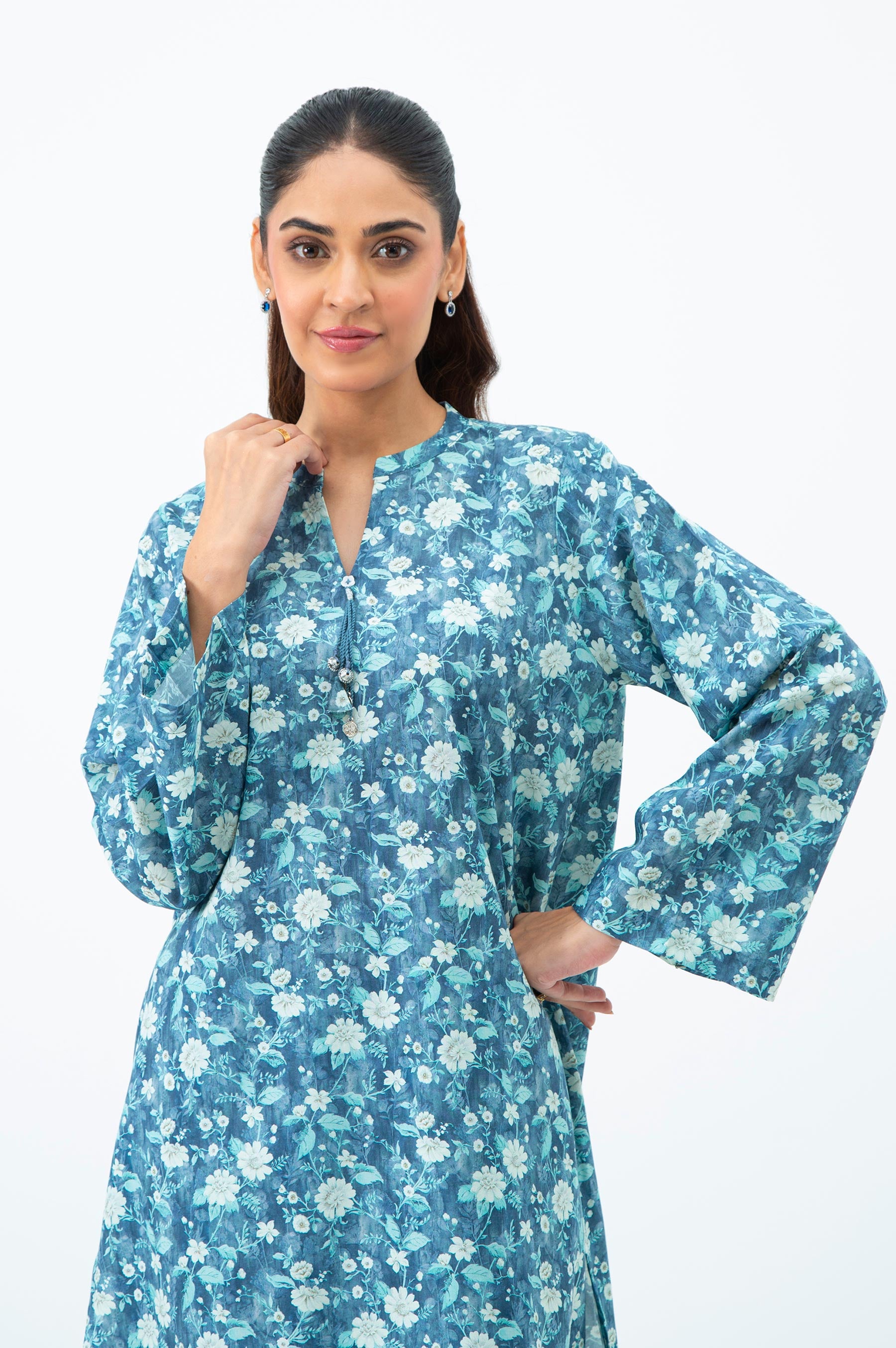 STITCHED PRINTED SHIRT BOTTOM