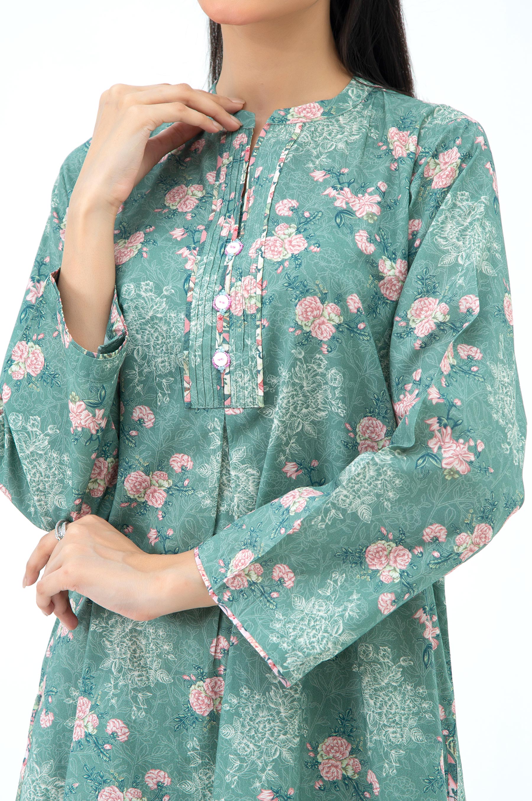 STITCHED PRINTED SHIRT BOTTOM