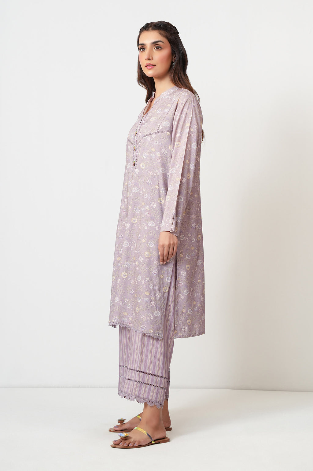 Stitched 2 Piece Printed Cotton Linen Viscose Suit