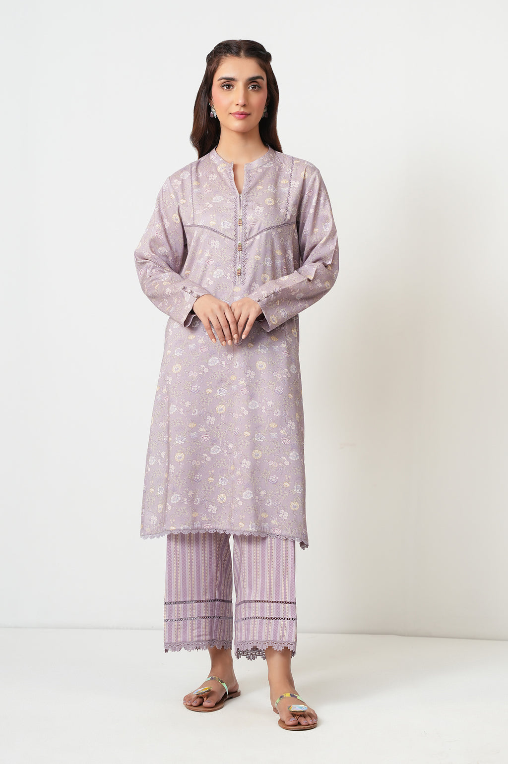 Stitched 2 Piece Printed Cotton Linen Viscose Suit