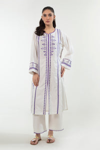 Stitched 2 Piece Embroidered Cotton Linen Viscose Suit