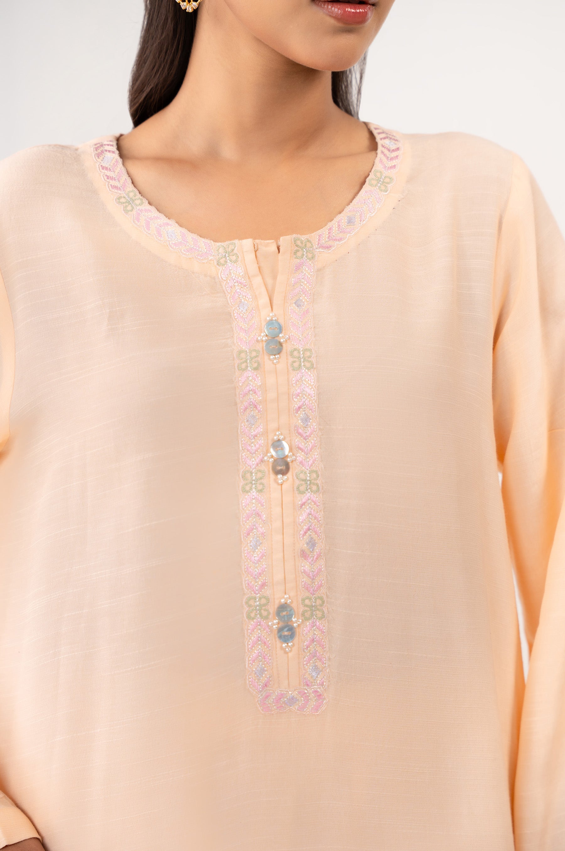 STITCHED EMBROIDERED KHADDAR SHIRT BOTTOM (FACTORY E-OUTLET)