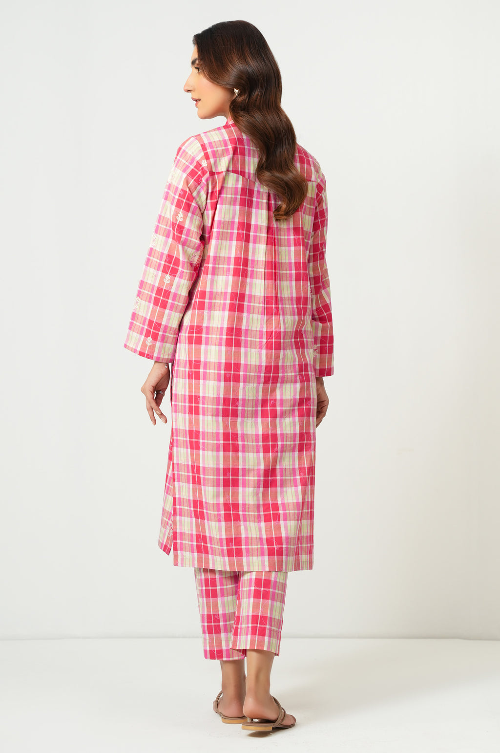 Stitched 2 Piece Embroidered Yarn Dyed Suit