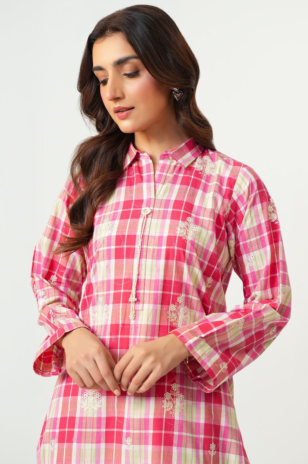Stitched 2 Piece Embroidered Yarn Dyed Suit