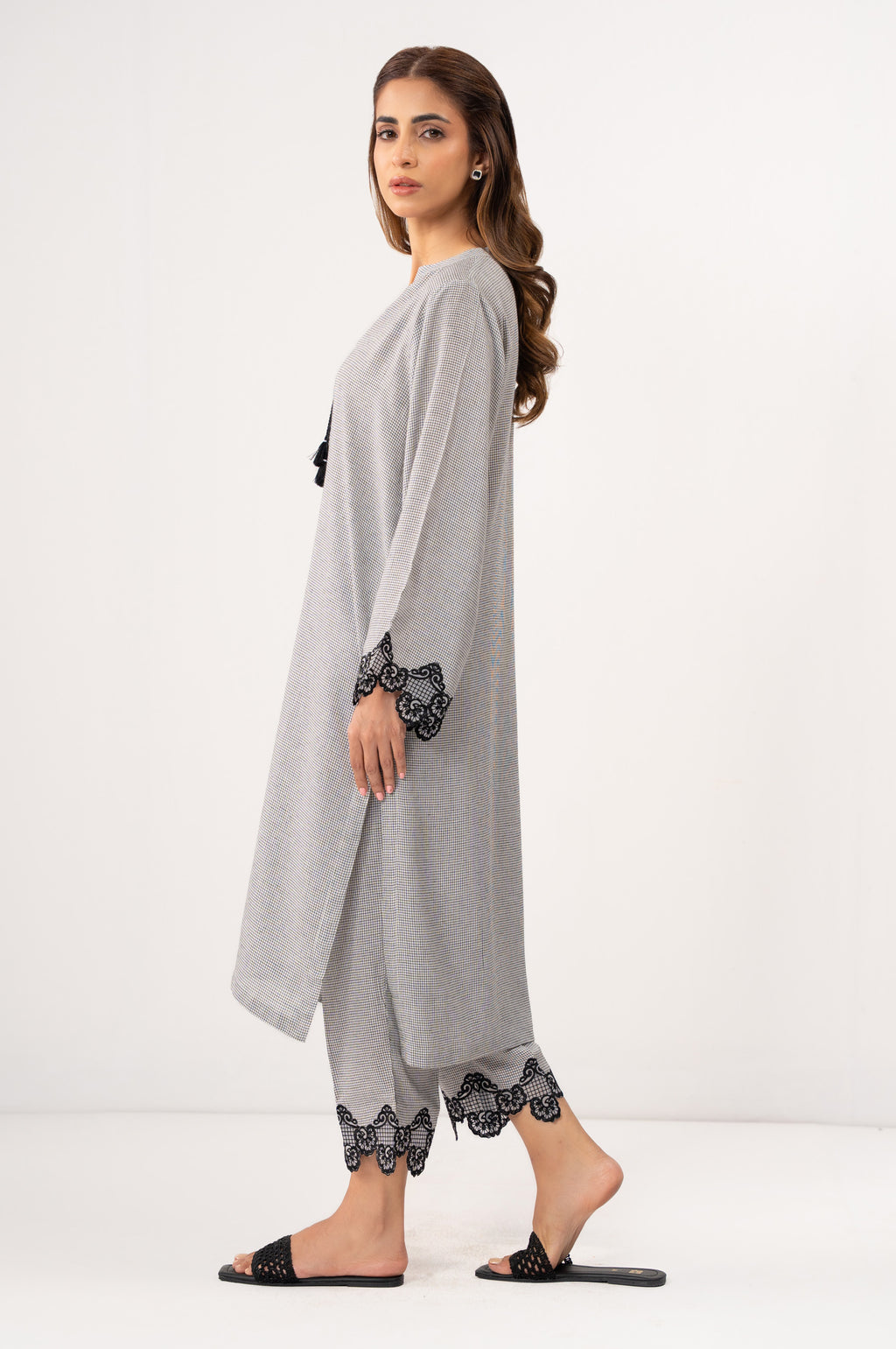 Stitched 2 Piece Embroidered Yarn Dyed Suit