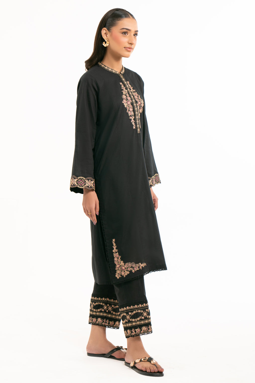 STITCHED DYED EMBROIDERED SUIT
