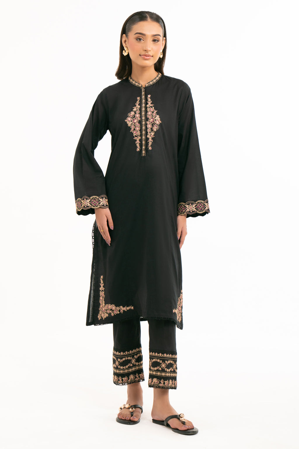 STITCHED DYED EMBROIDERED SUIT