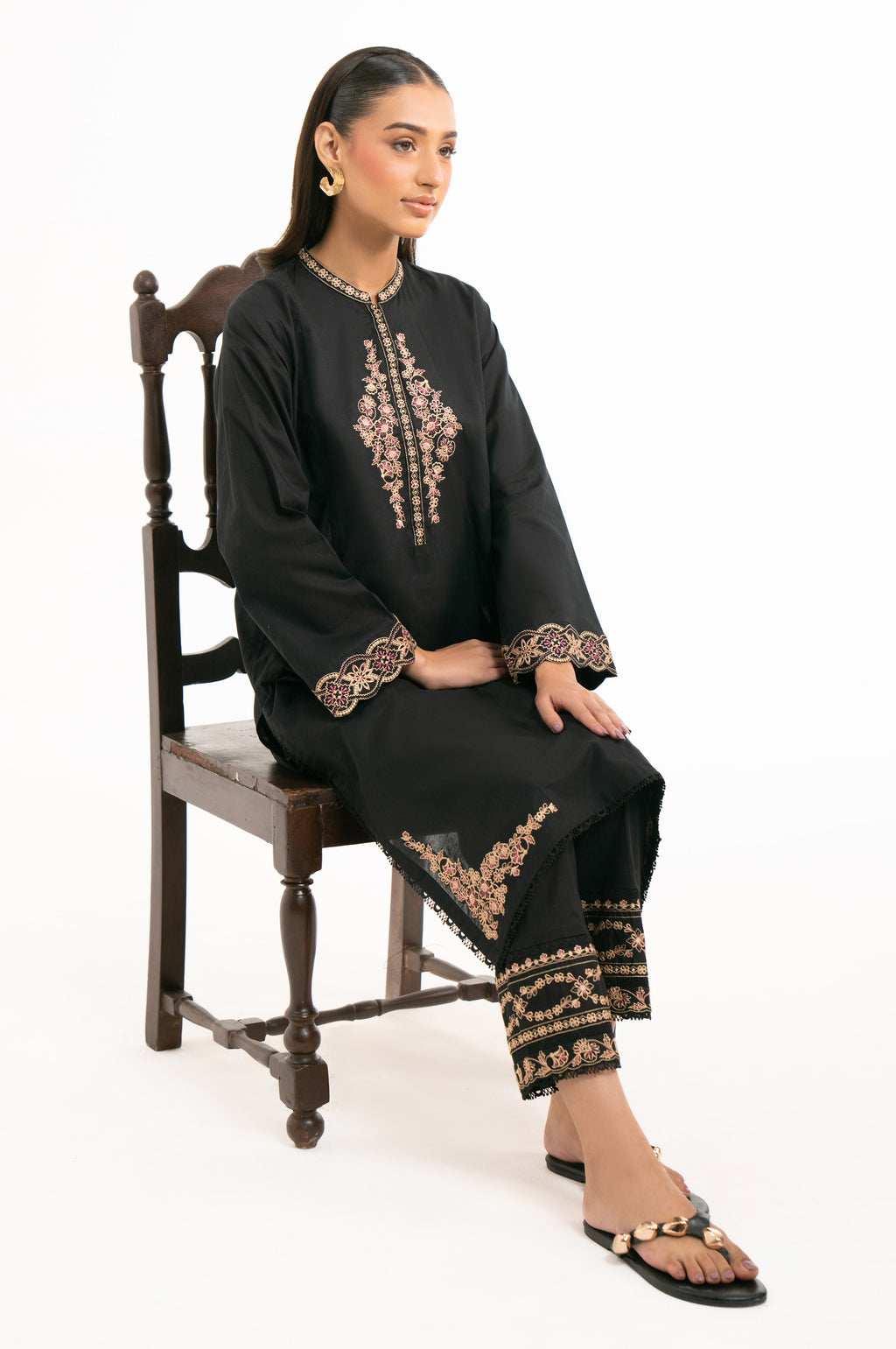 STITCHED DYED EMBROIDERED SUIT