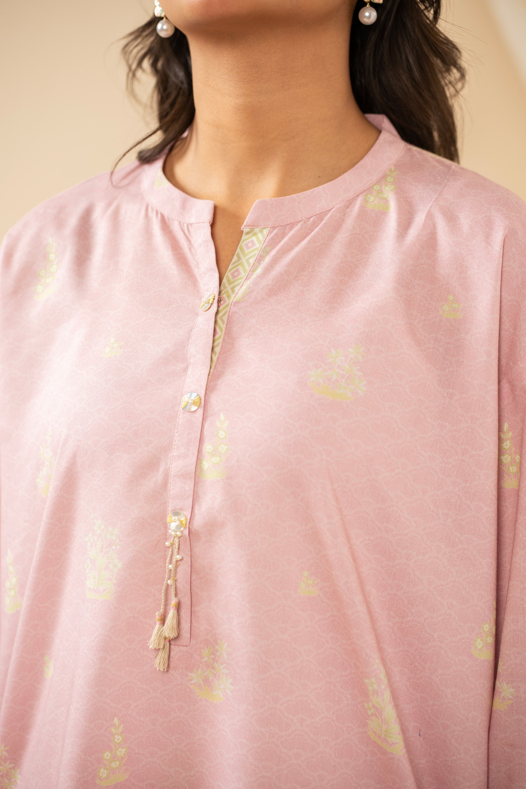 PRINTED COTTON LINEN VISCOSE STITCHED 2 PIECE SUIT