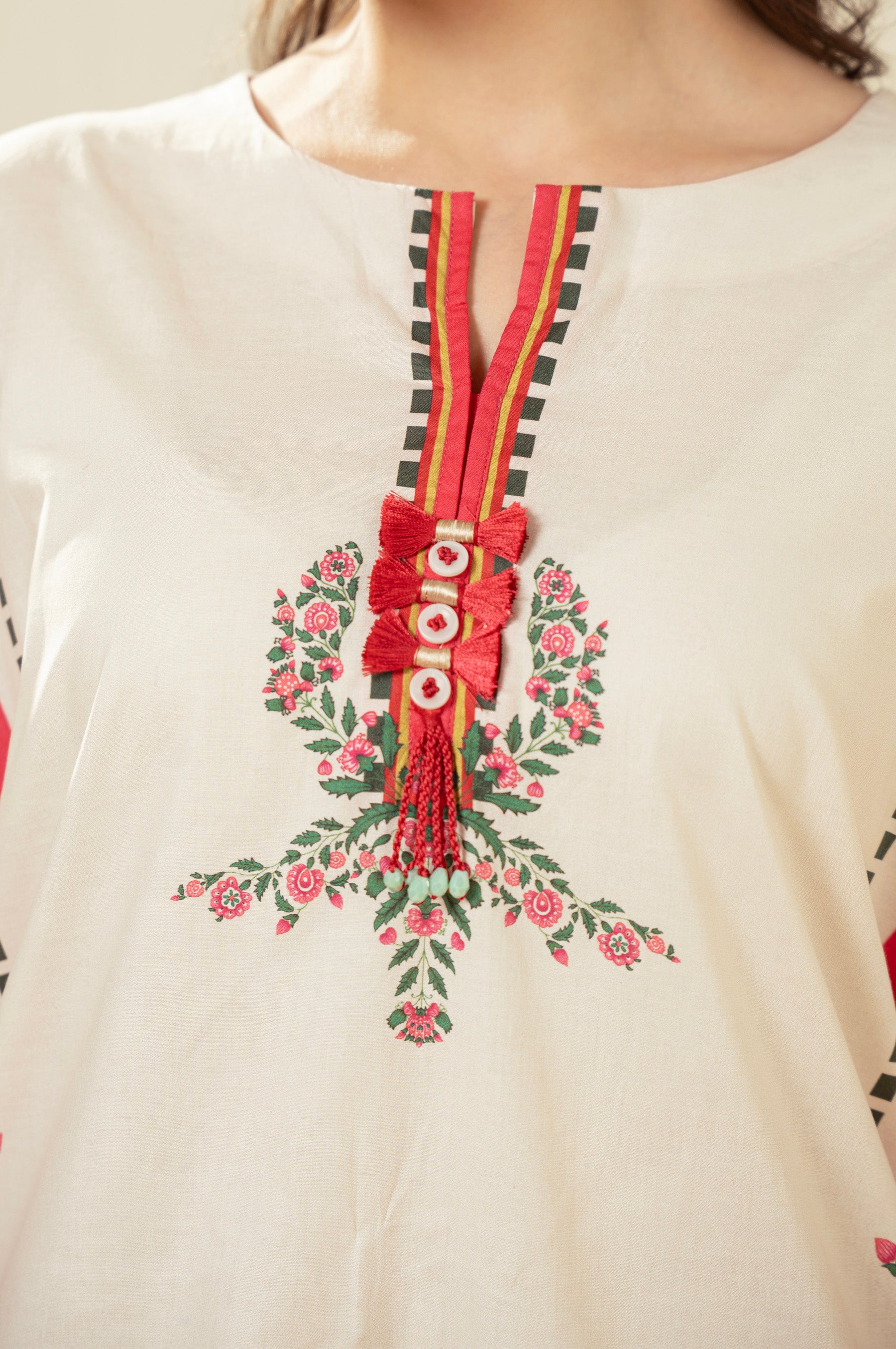 PRINTED CAMBRIC STITCHED SHIRT BOTTOM