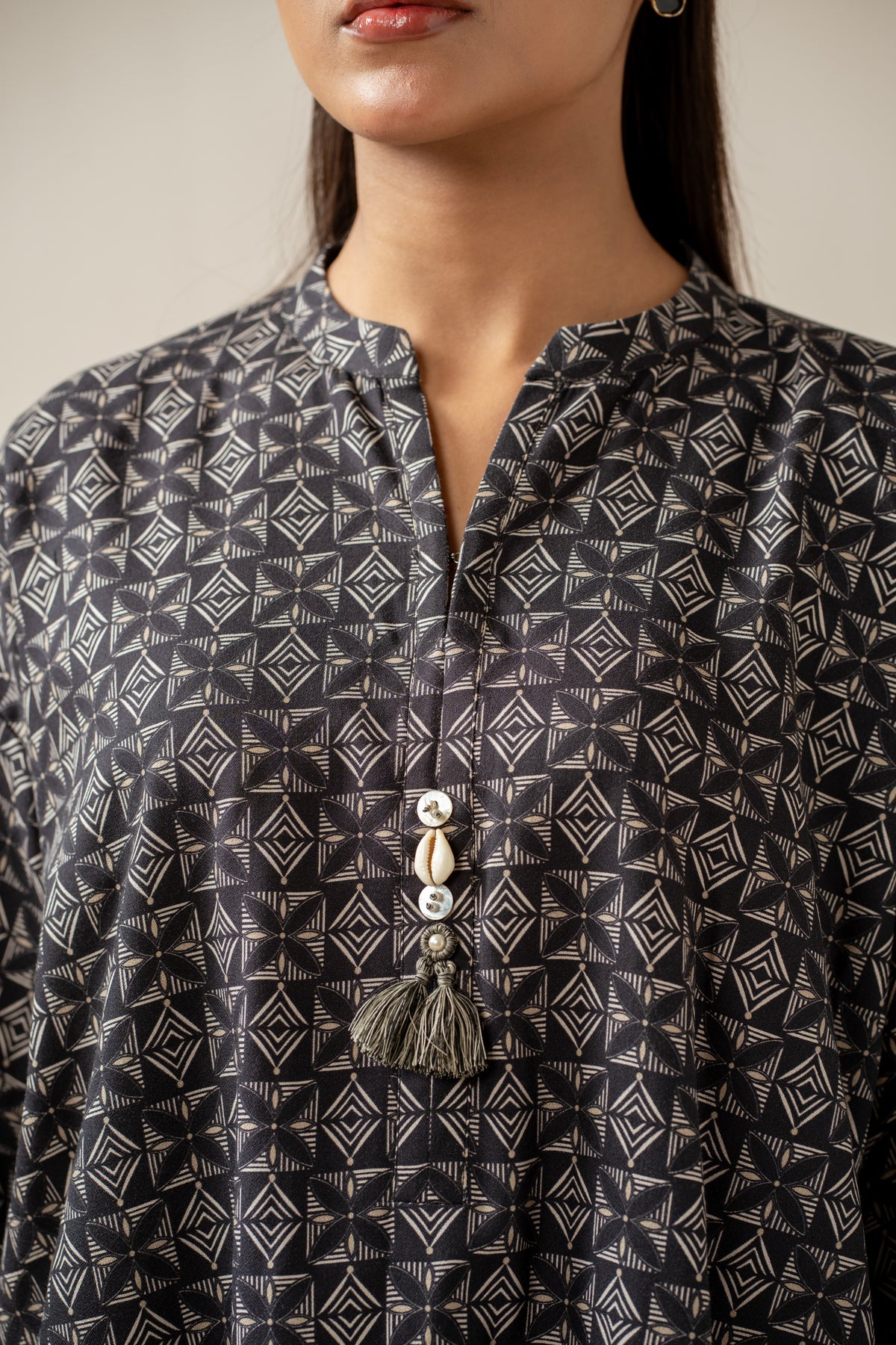 PRINTED COTTON LINEN VISCOSE STITCHED 2 PIECE SUIT