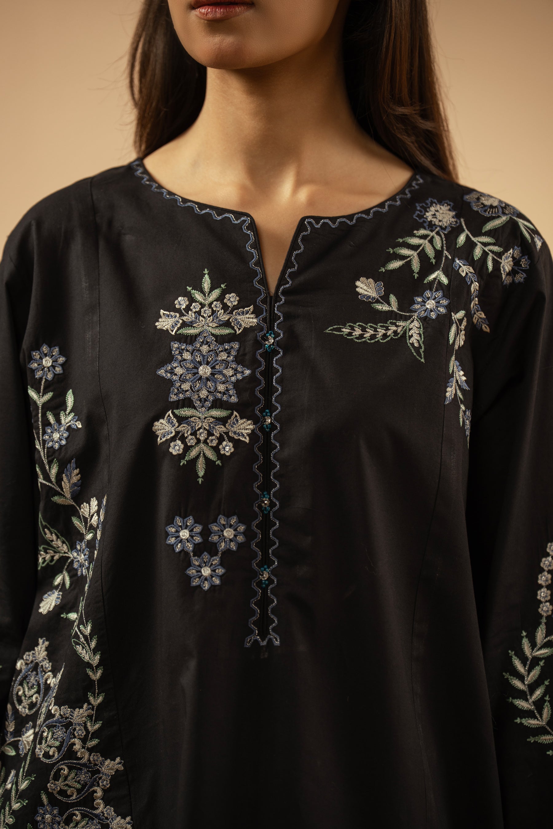 EMBROIDERED CAMBRIC STITCHED 2 PIECE SUIT