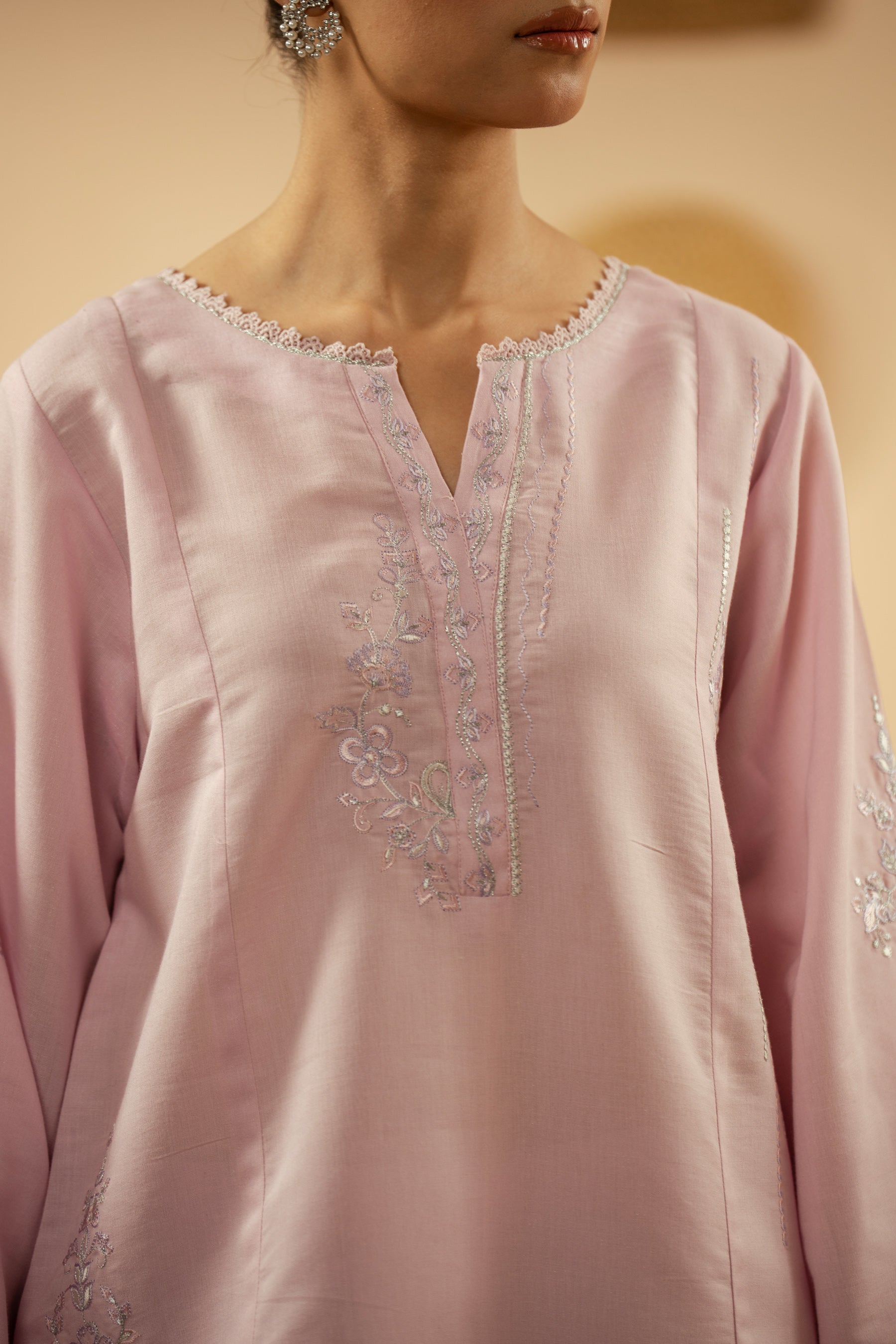 EMBROIDERED CAMBRIC STITCHED 2 PIECE SUIT
