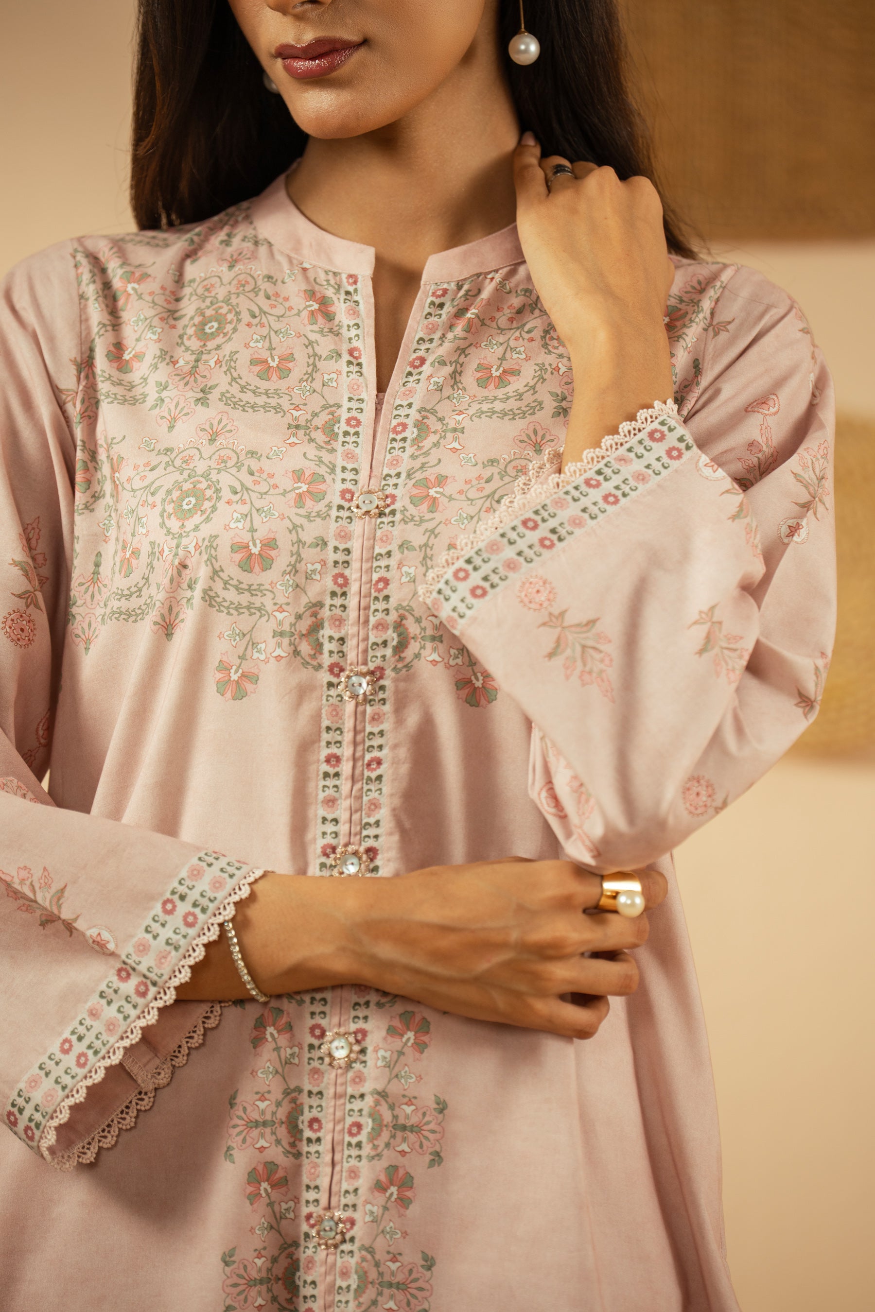 PRINTED CAMBRIC STITCHED 2 PIECE SUIT