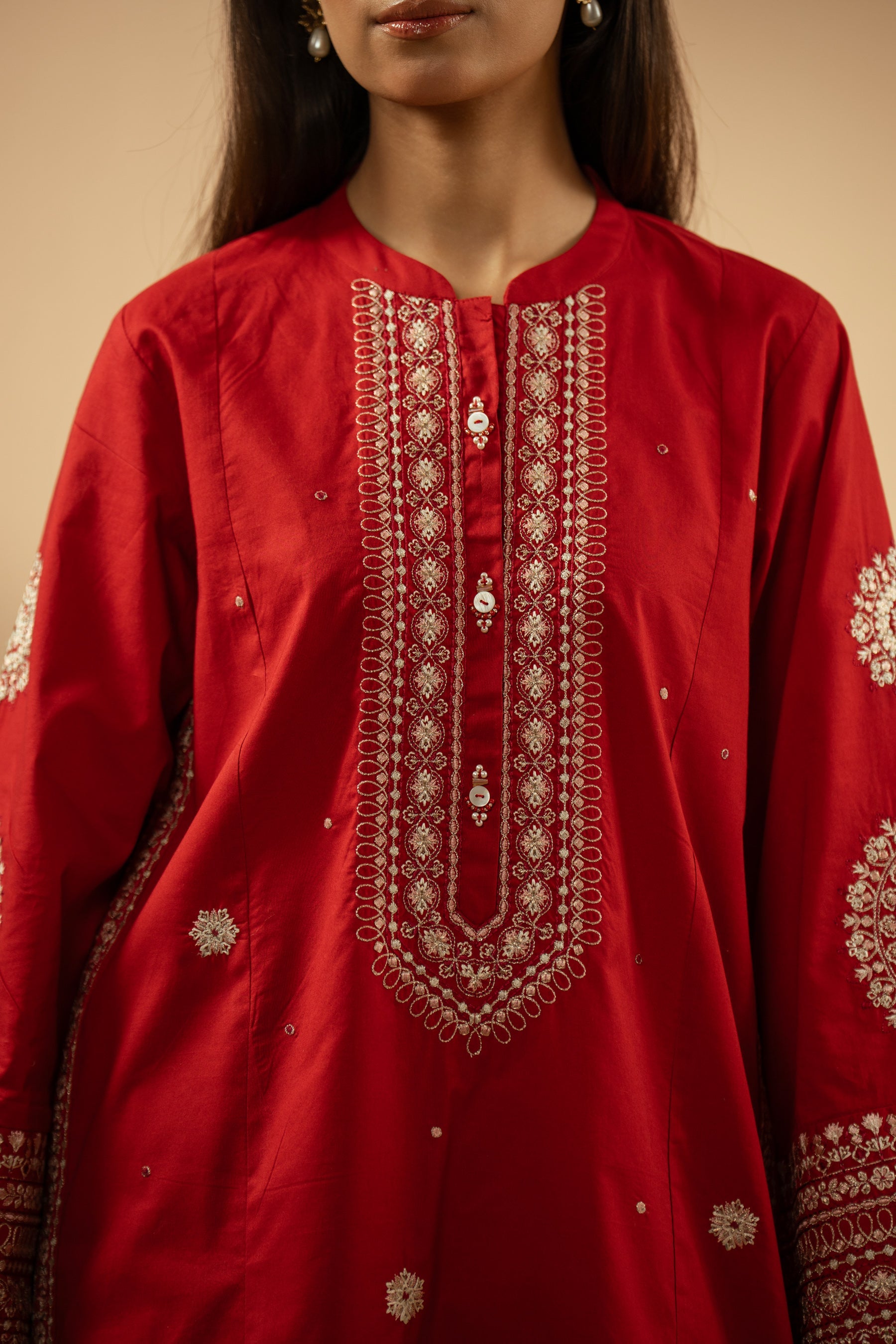 EMBROIDERED CAMBRIC STITCHED 2 PIECE SUIT (FACTORY E-OUTLET)