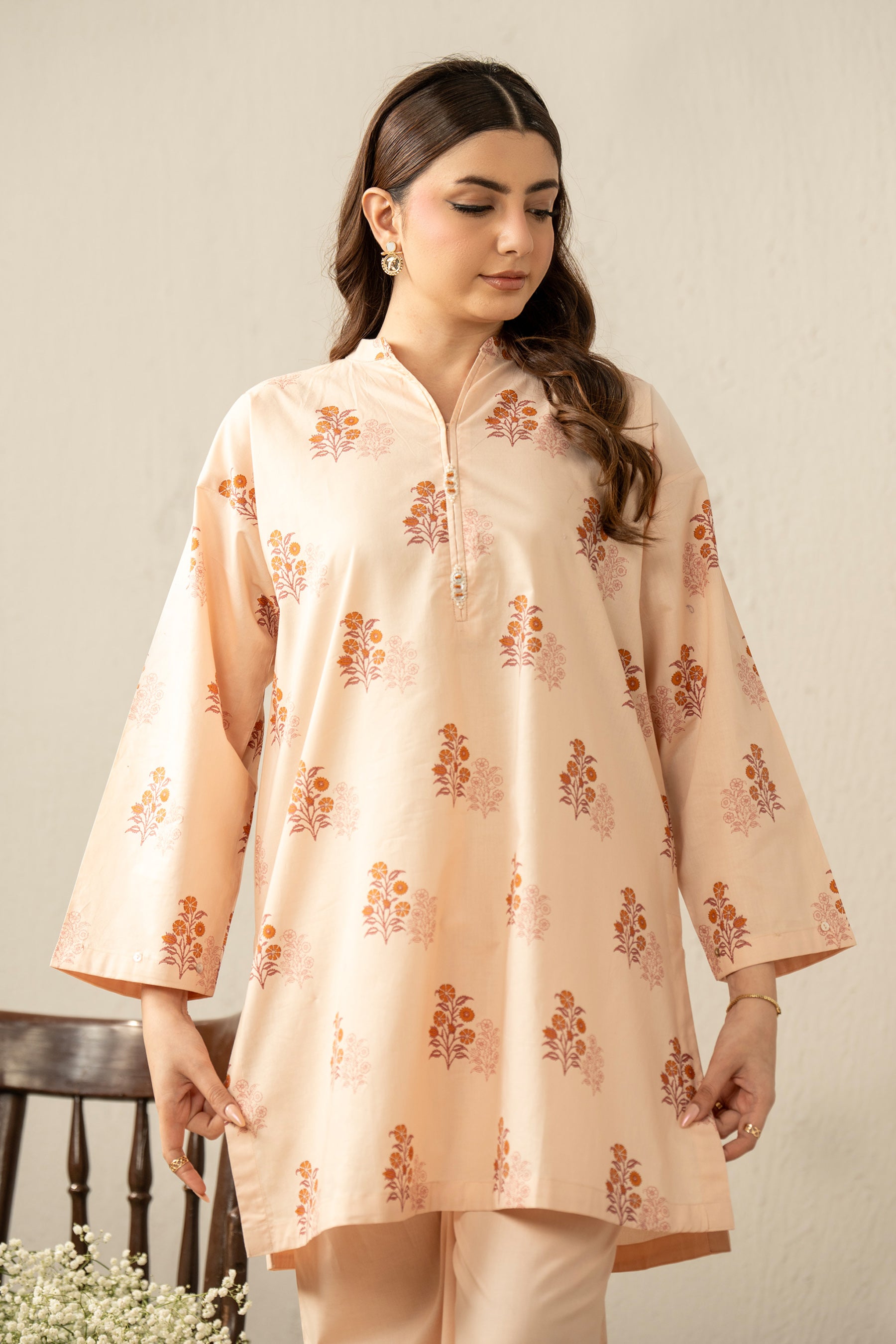 PRINTED CAMBRIC STITCHED 2 PIECE SUIT