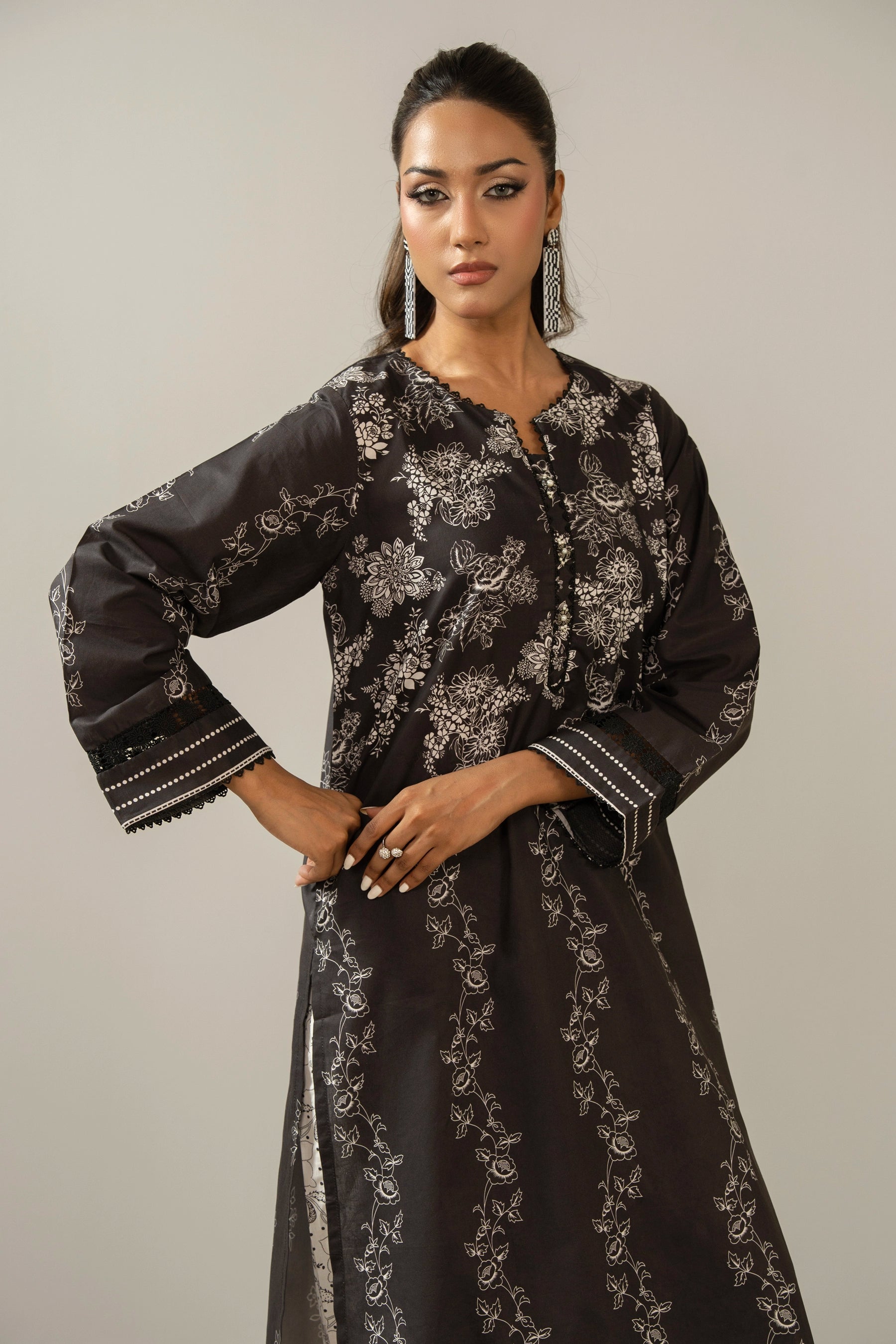 PRINTED CAMBRIC STITCHED SHIRT BOTTOM SUIT
