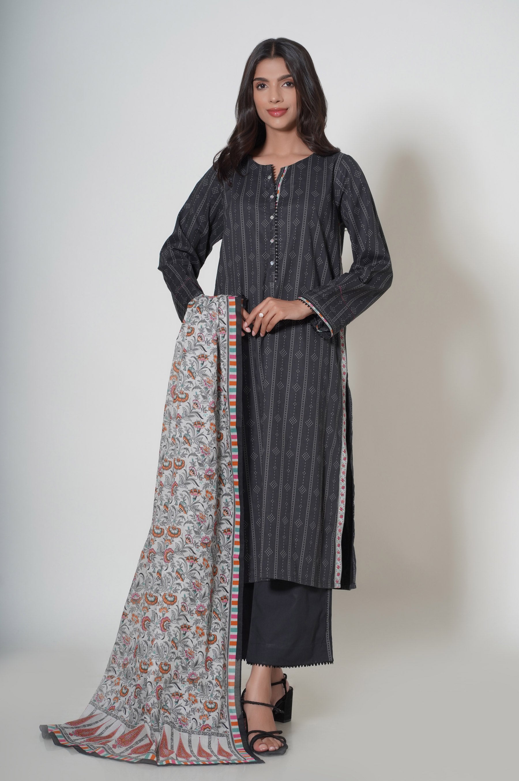 Stitched 3 Piece Printed Cambric Suit