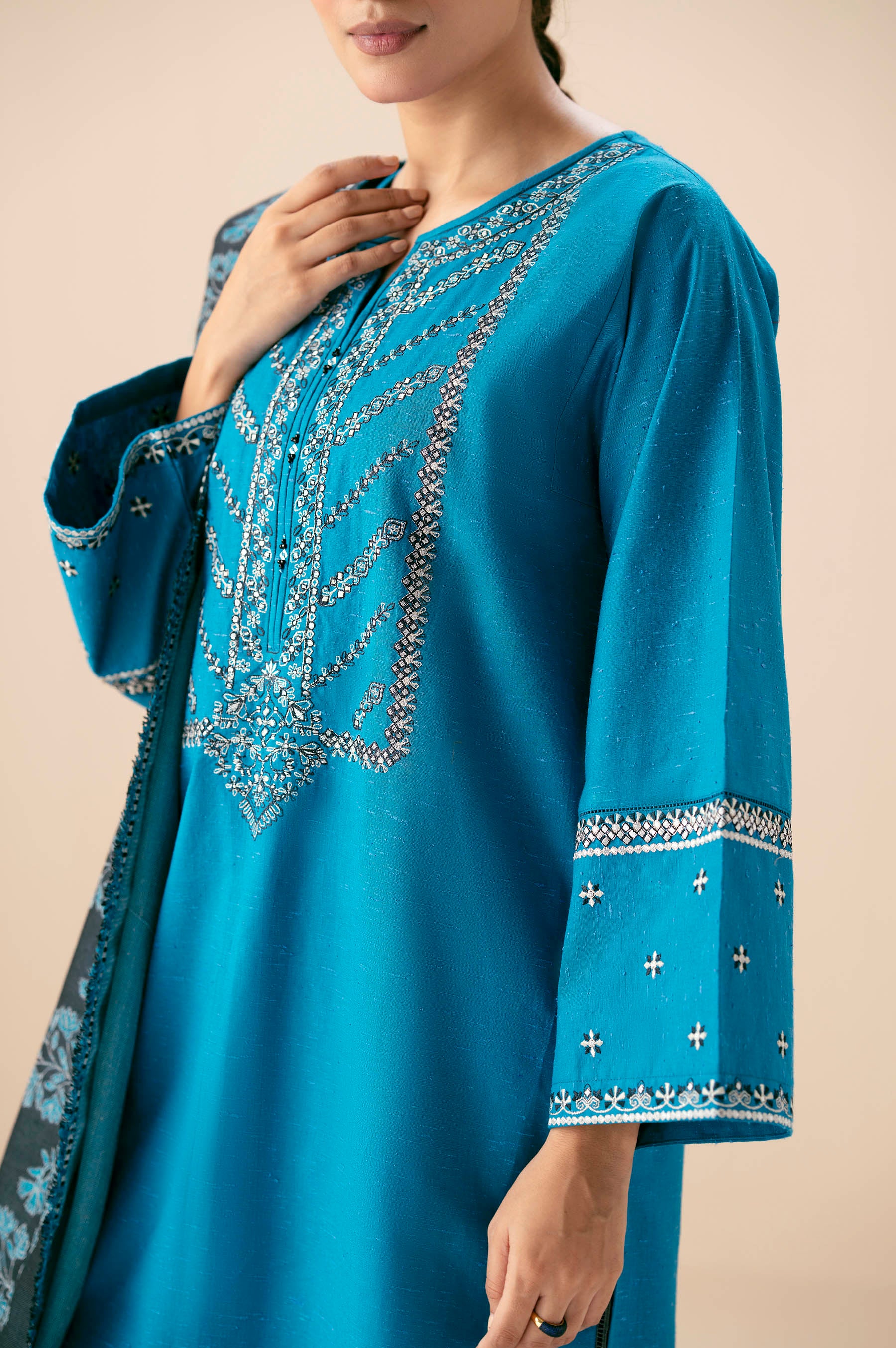 STITCHED DYED EMBROIDERED SUIT