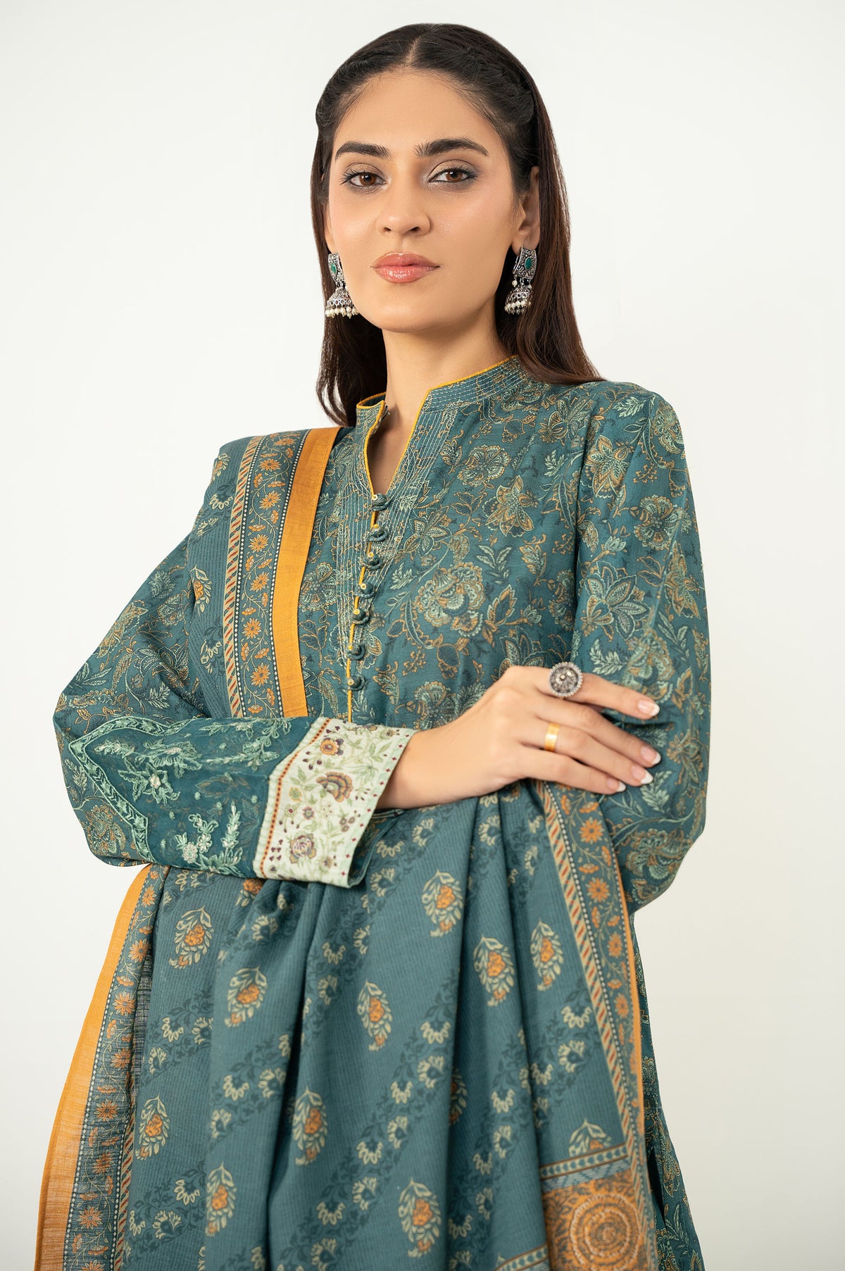 PRINTED COTTEL STITCHED 3 PIECE SUIT