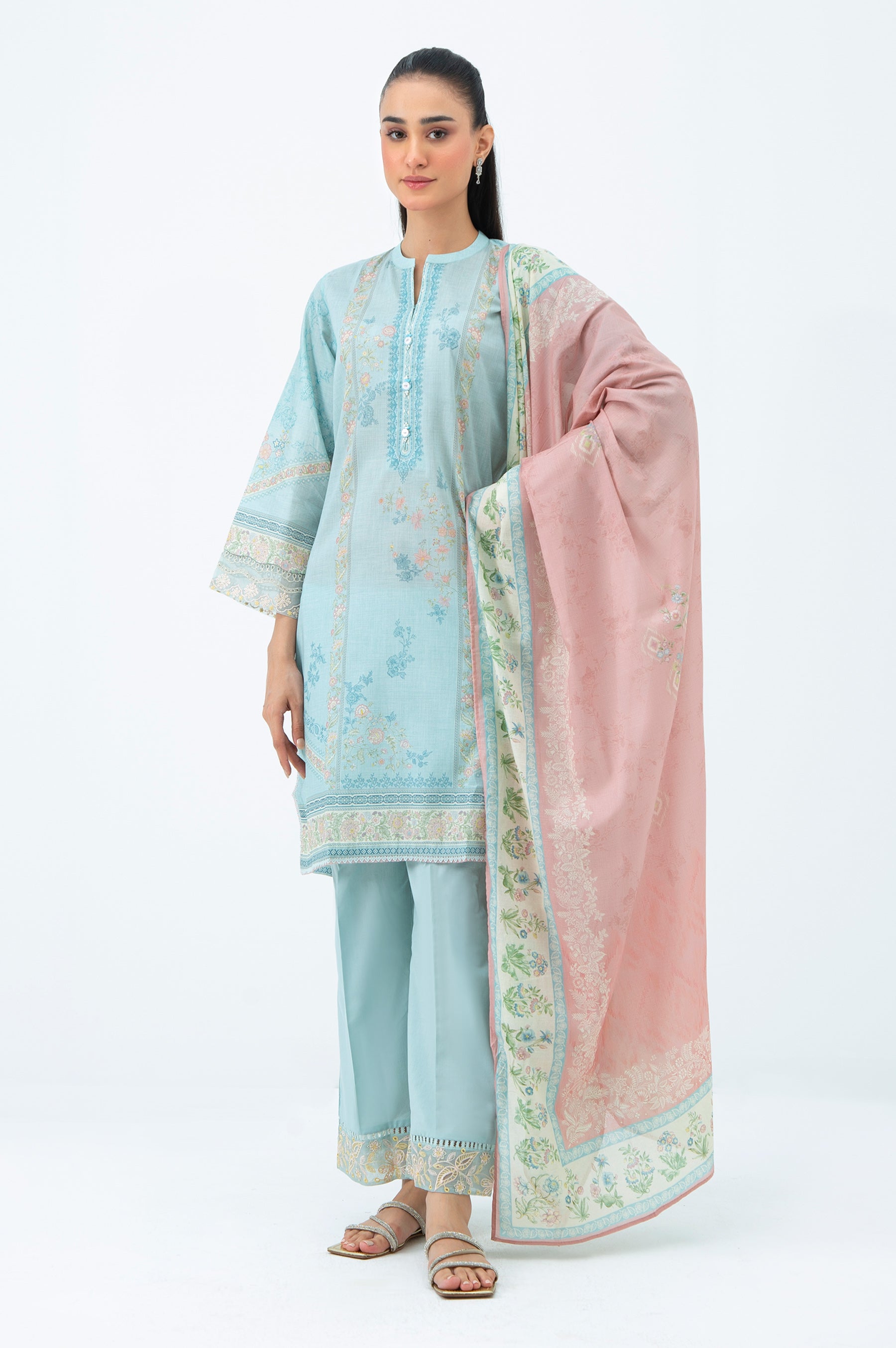 STITCHED EMBROIDERED LAWN SUIT