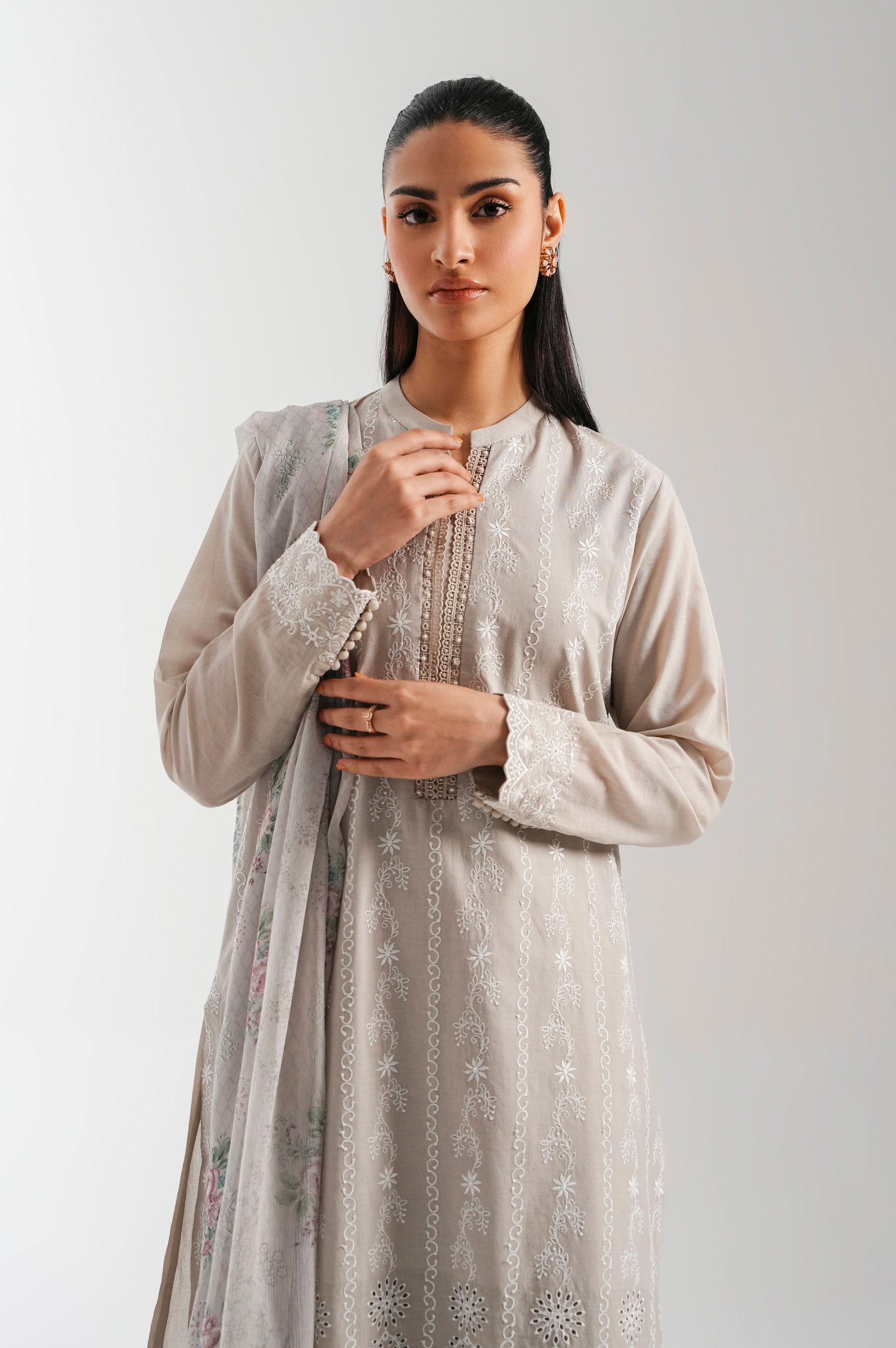 STITCHED CHIKANKARI SHIRT BOTTOM