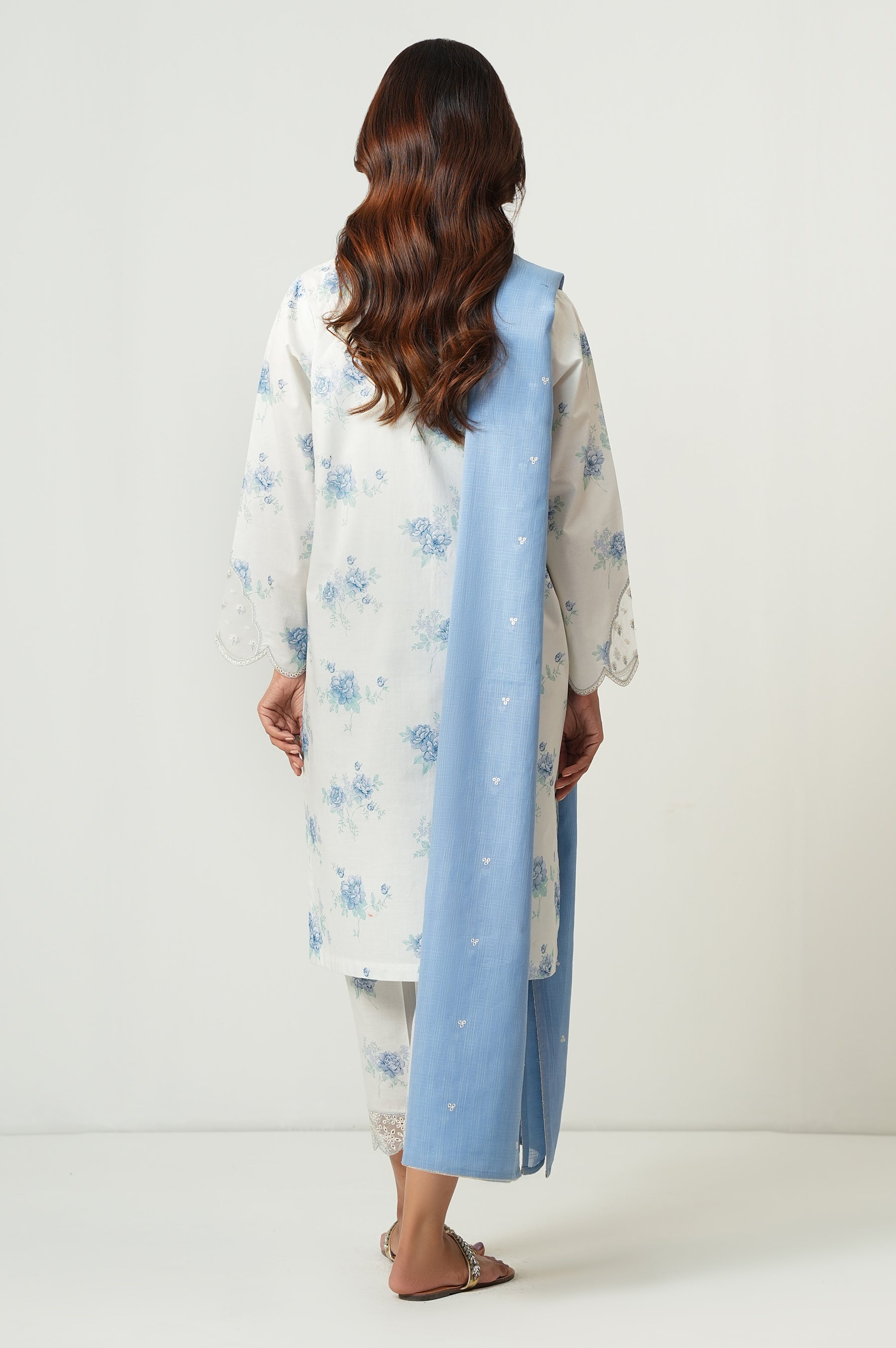 PRINTED SLUB LAWN STITCHED SHIRT BOTTOM