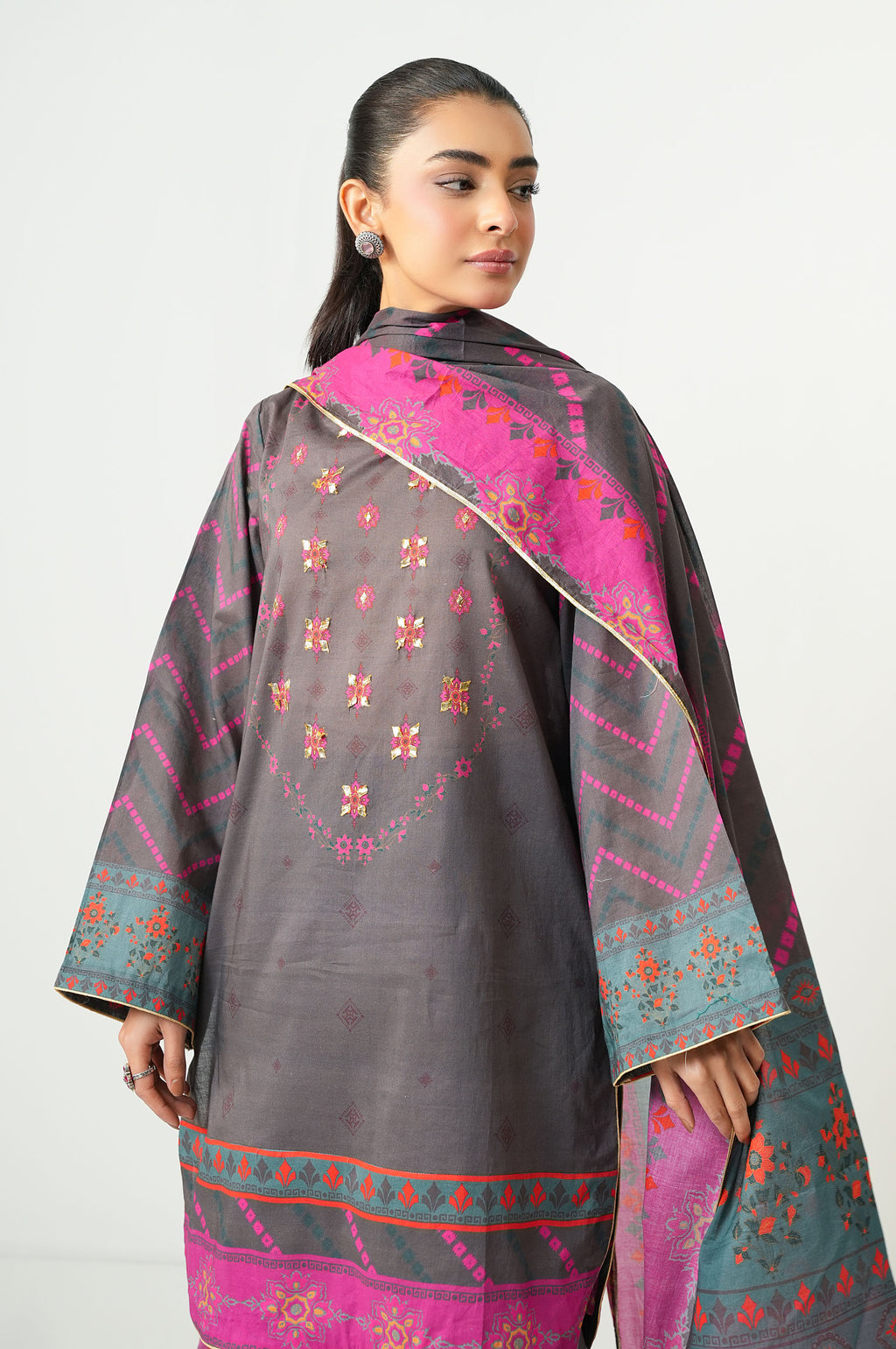 Stitched 3 Piece Digital Printed Lawn Suit
