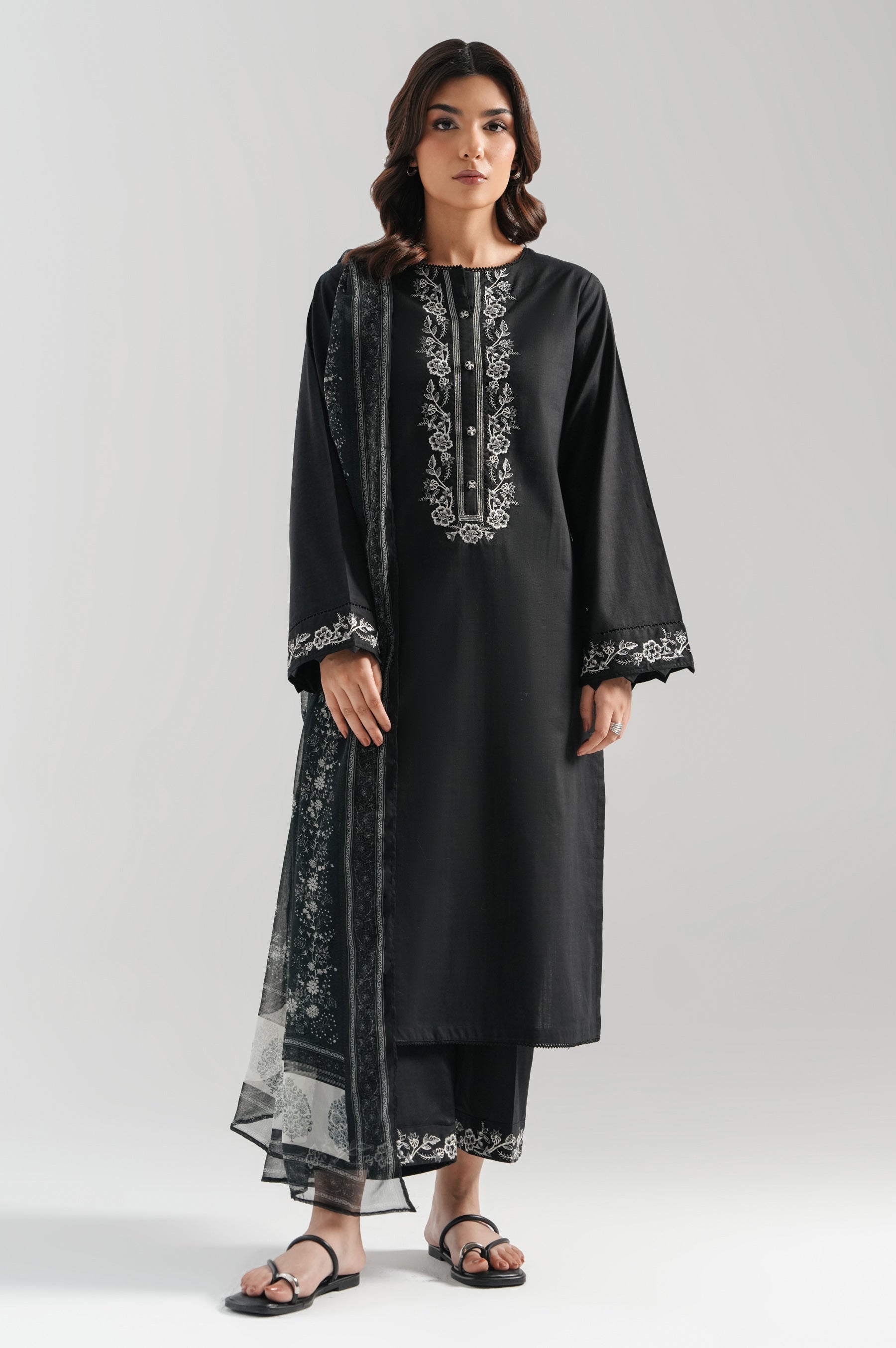 STITCHED EMBROIDERED BOTH SIDE SLUB SUIT