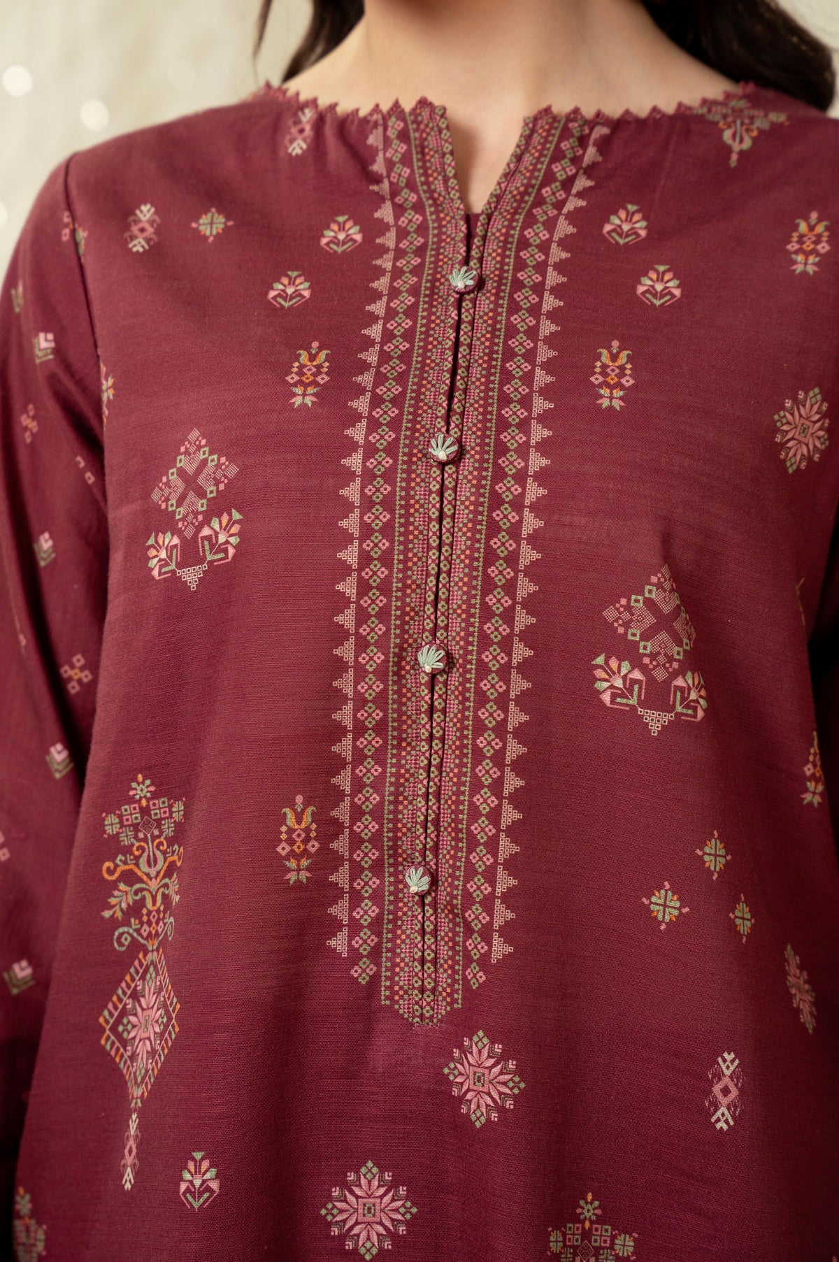 PRINTED KHADDAR STITCHED 3 PIECE SUIT