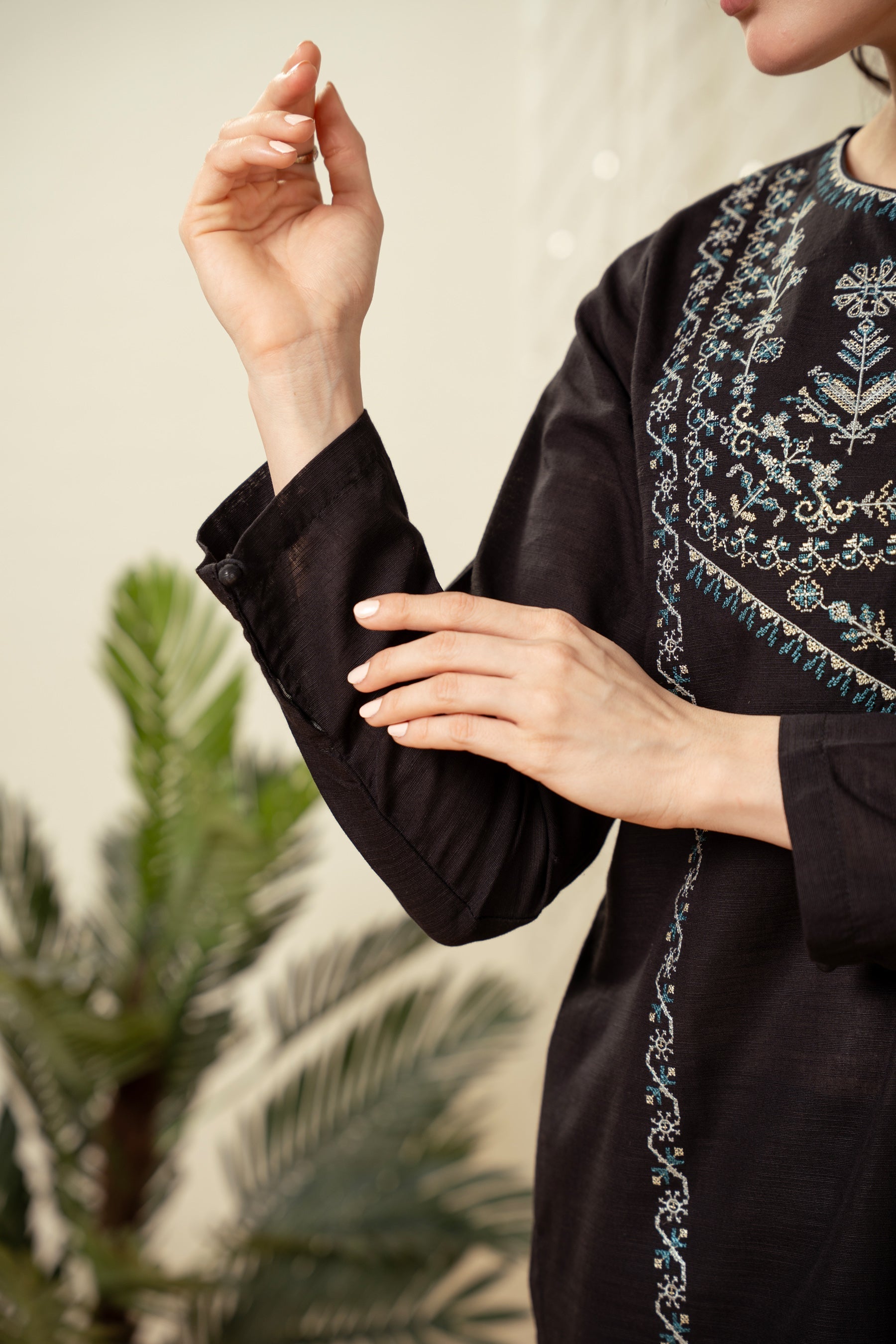 EMBROIDERED KHADDAR STITCHED SHIRT BOTTOM