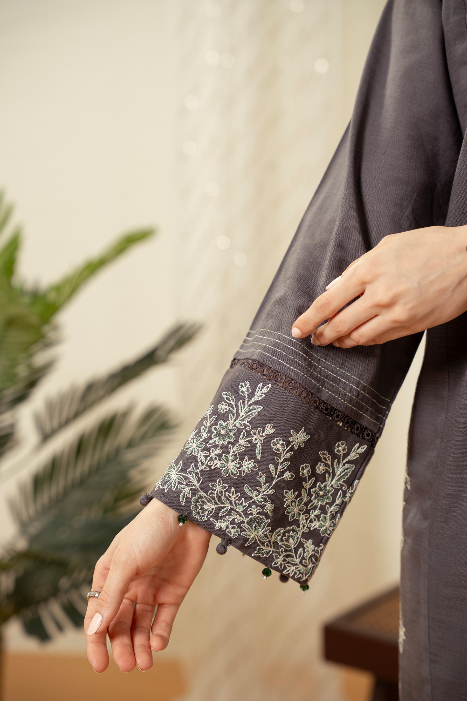 EMBROIDERED KHADDAR STITCHED SHIRT BOTTOM