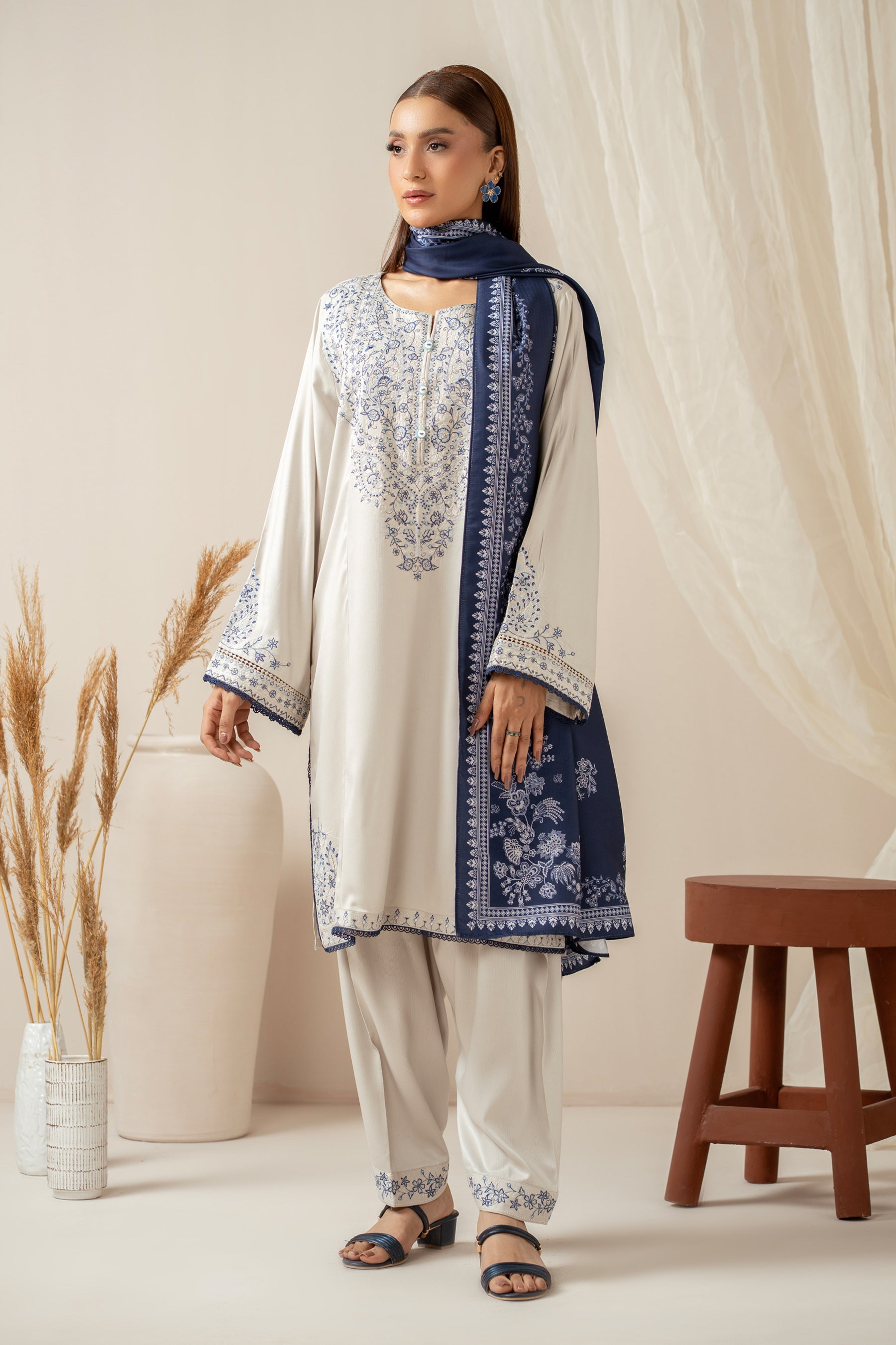 3 Piece Stitched Embroidered Suit - Ready To Wear main image 0