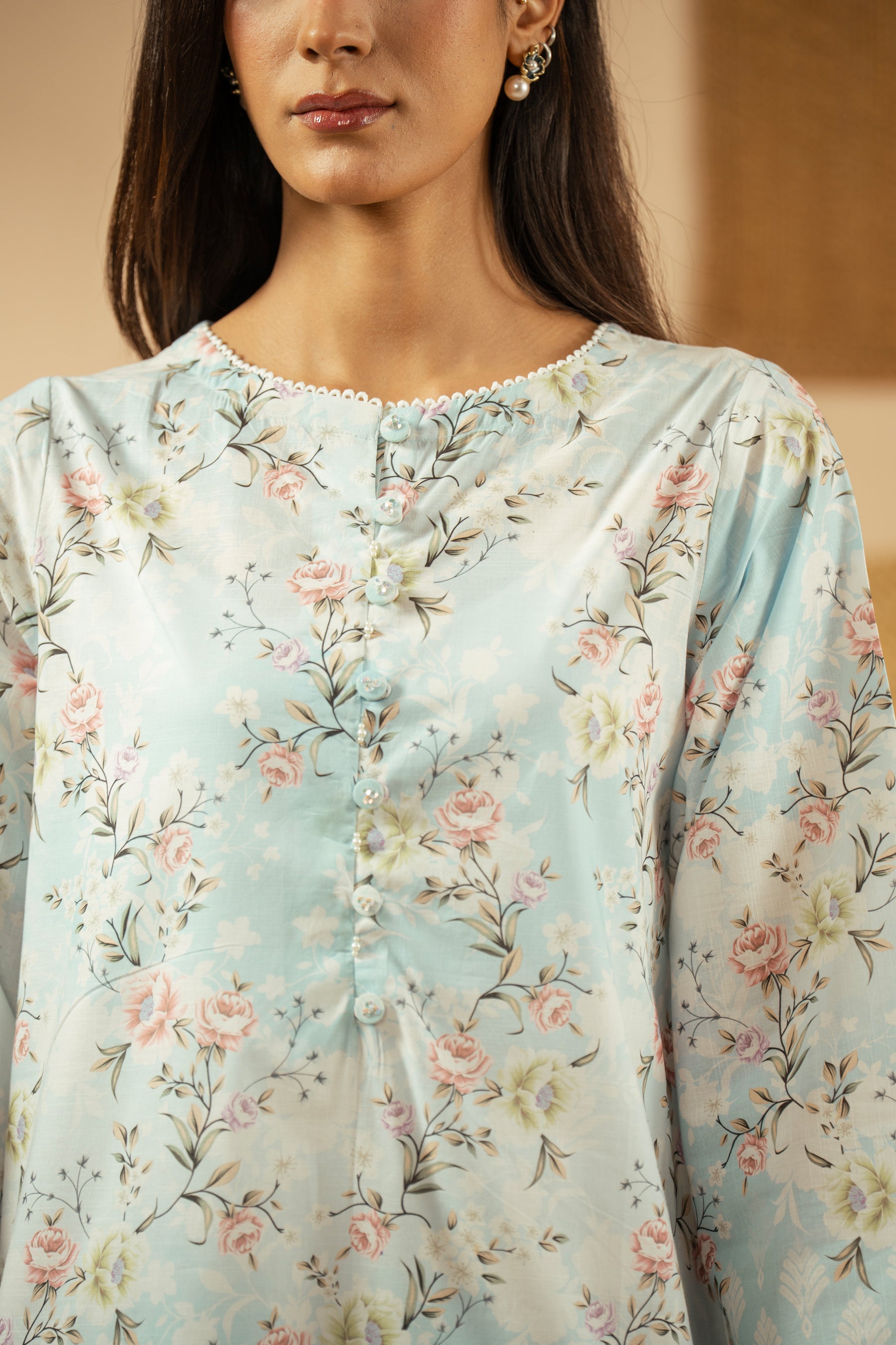 PRINTED SLUB LAWN STITCHED 3 PIECE SUIT