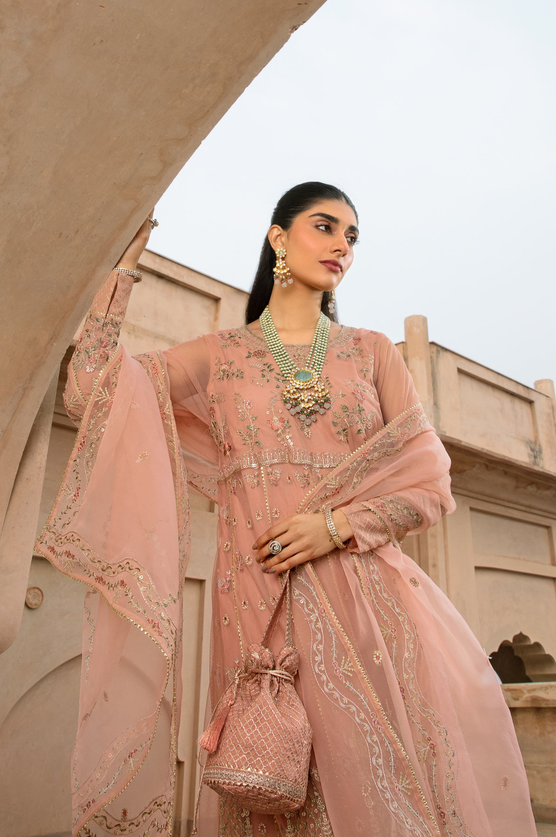 Unstitched 3 Piece Embroidered Net Suit