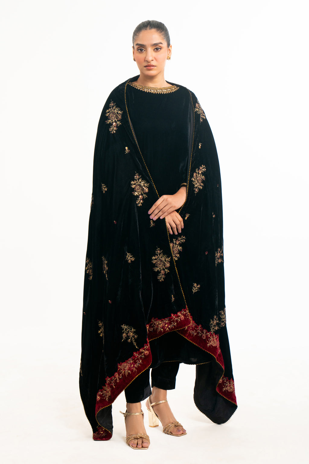EMBROIDERED VELVET SHAWL