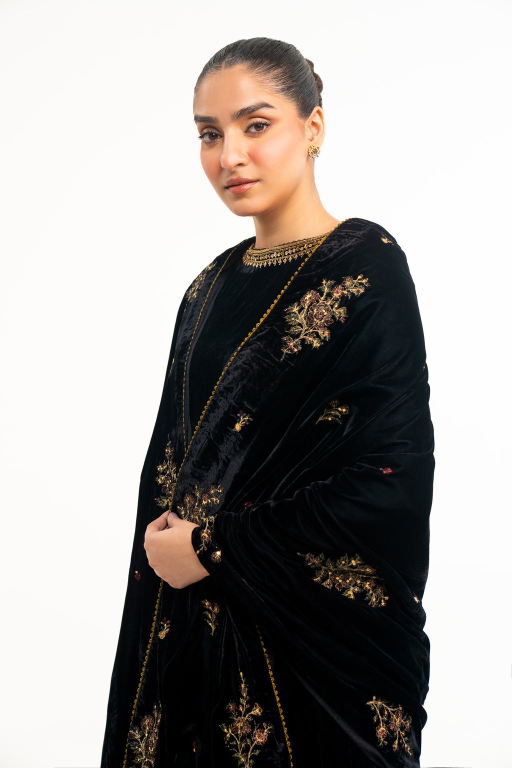 EMBROIDERED VELVET SHAWL