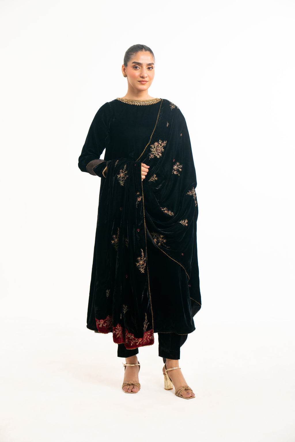 EMBROIDERED VELVET SHAWL