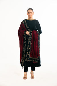 EMBROIDERED VELVET SHAWL