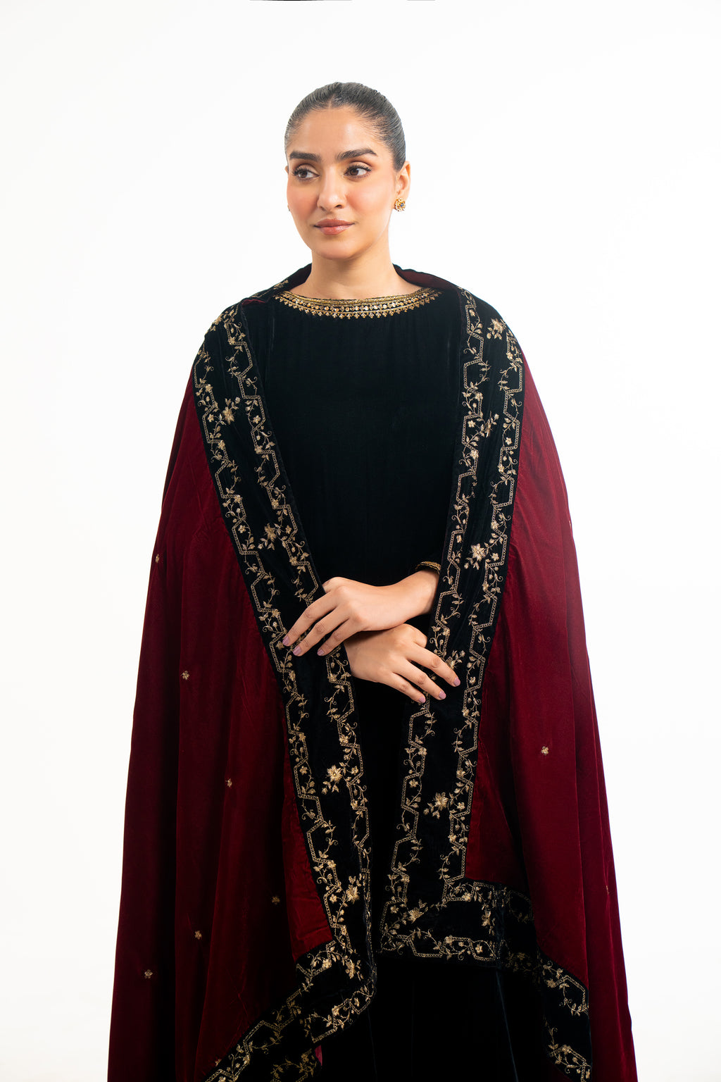 EMBROIDERED VELVET SHAWL
