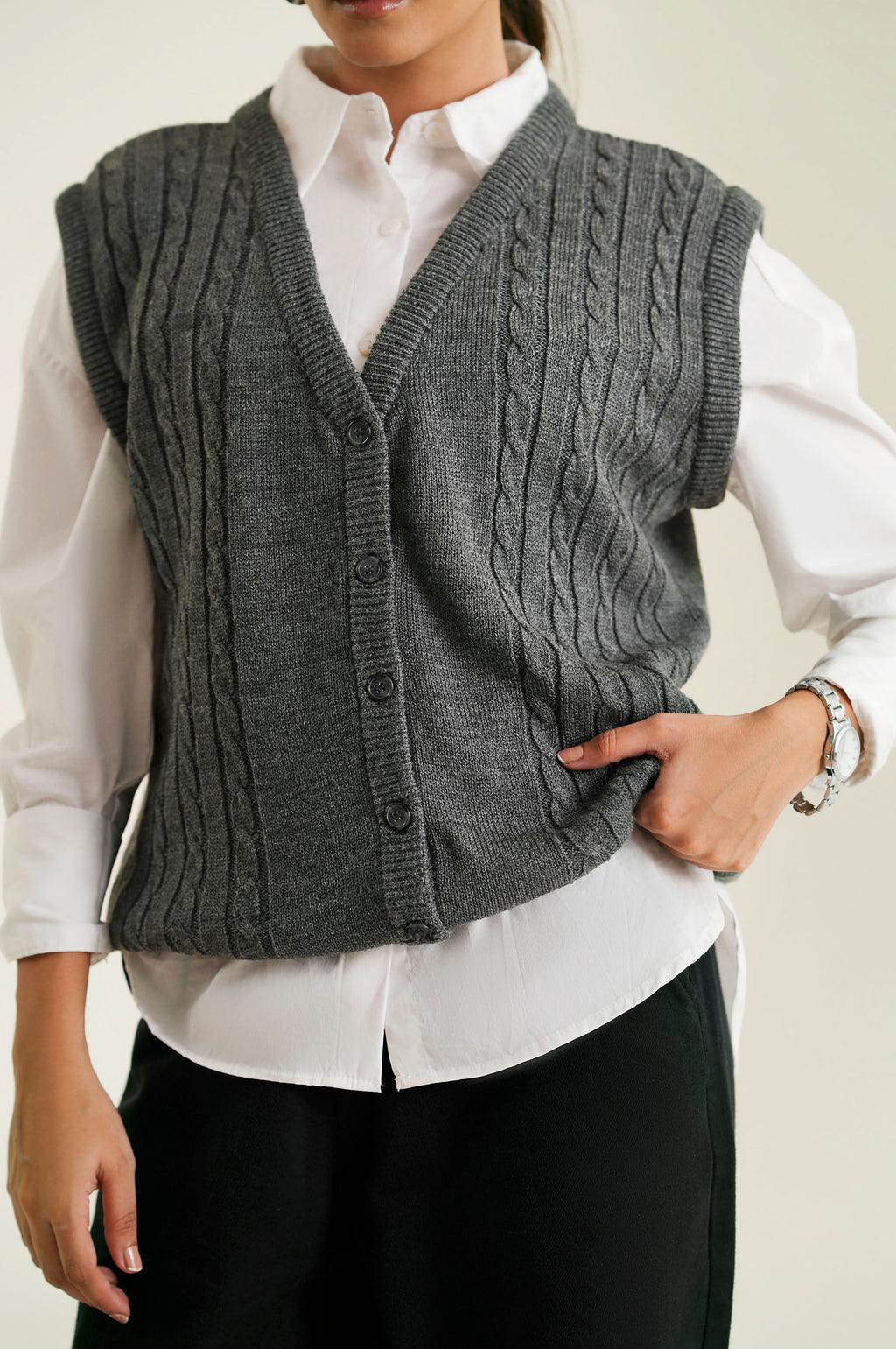 Button Down Sweater Sleeve Less